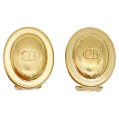 Christian Dior Vintage 1980s Classic Logo CD Monogram Oval Modernist Earrings