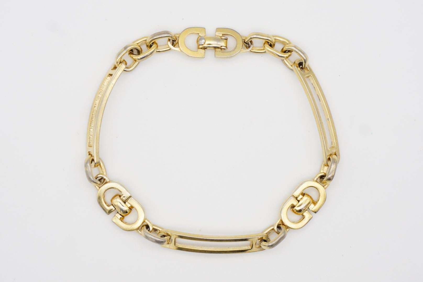 Christian Dior Vintage 1980s Classic Logo Monogram CD Interlocked Gold Bracelet 5