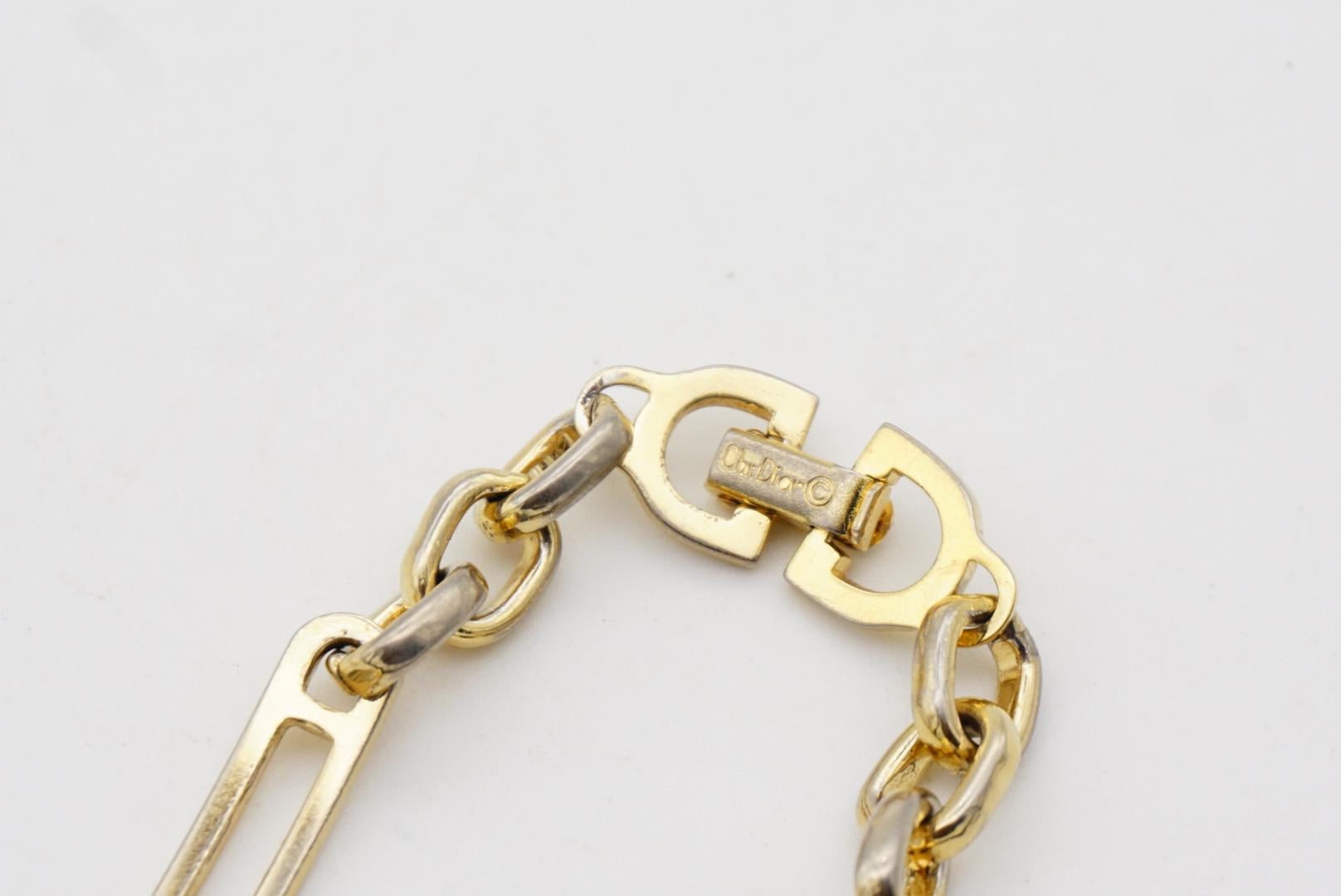 Christian Dior Vintage 1980s Classic Logo Monogram CD Interlocked Gold Bracelet 9