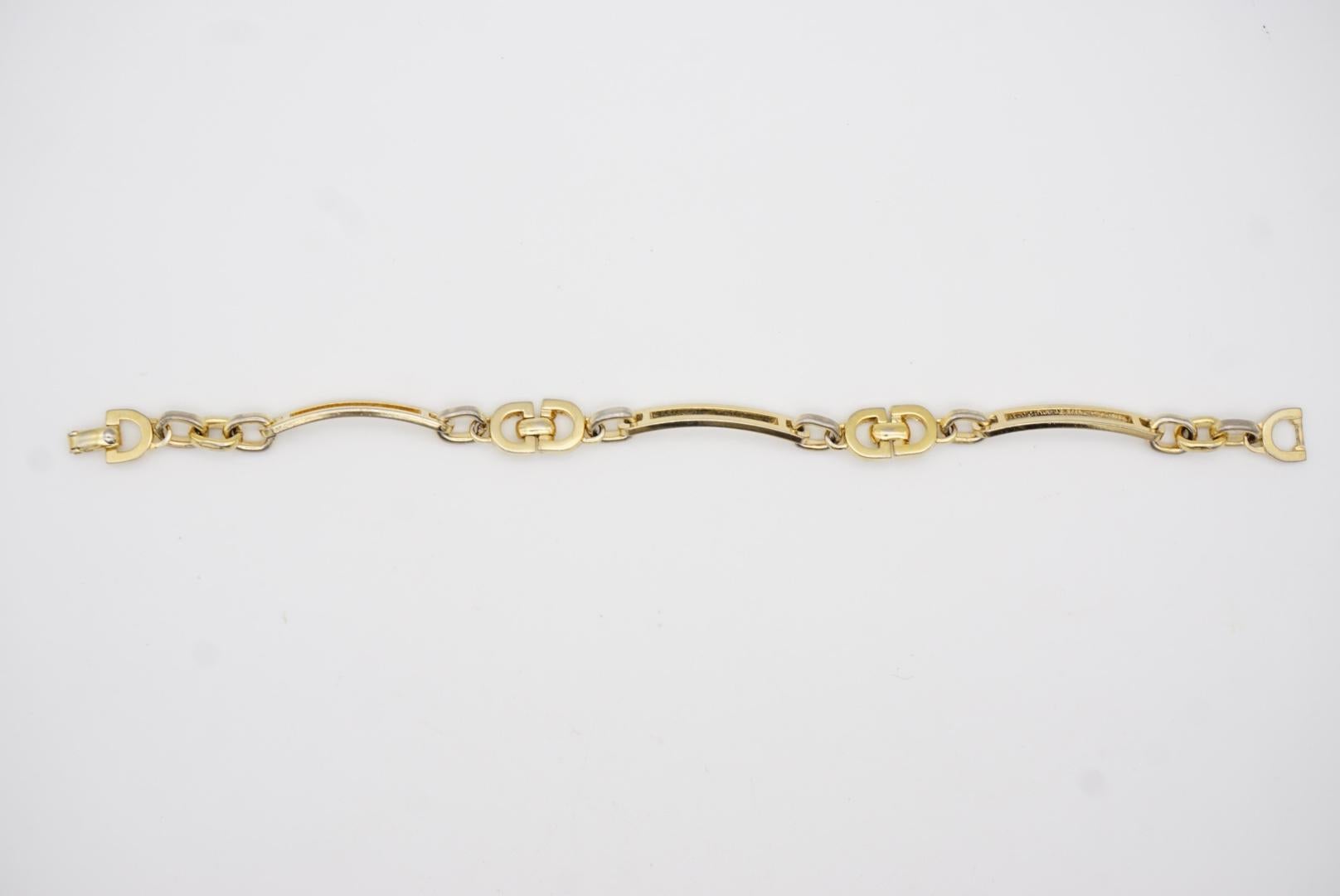 Christian Dior Vintage 1980s Classic Logo Monogram CD Interlocked Gold Bracelet 4