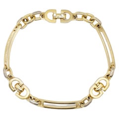 Christian Dior Vintage 1980s Classic Logo Monogram CD Interlocked Gold Bracelet