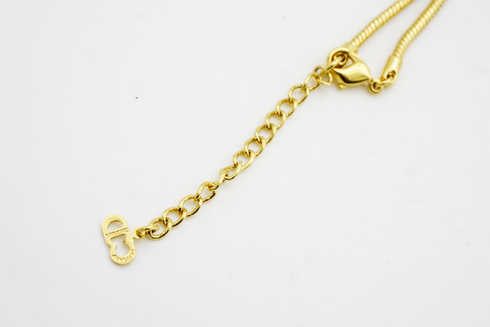 Christian Dior Vintage 1980s Crescent Curved Bar Crystals Hoop Pendant Necklace For Sale 7
