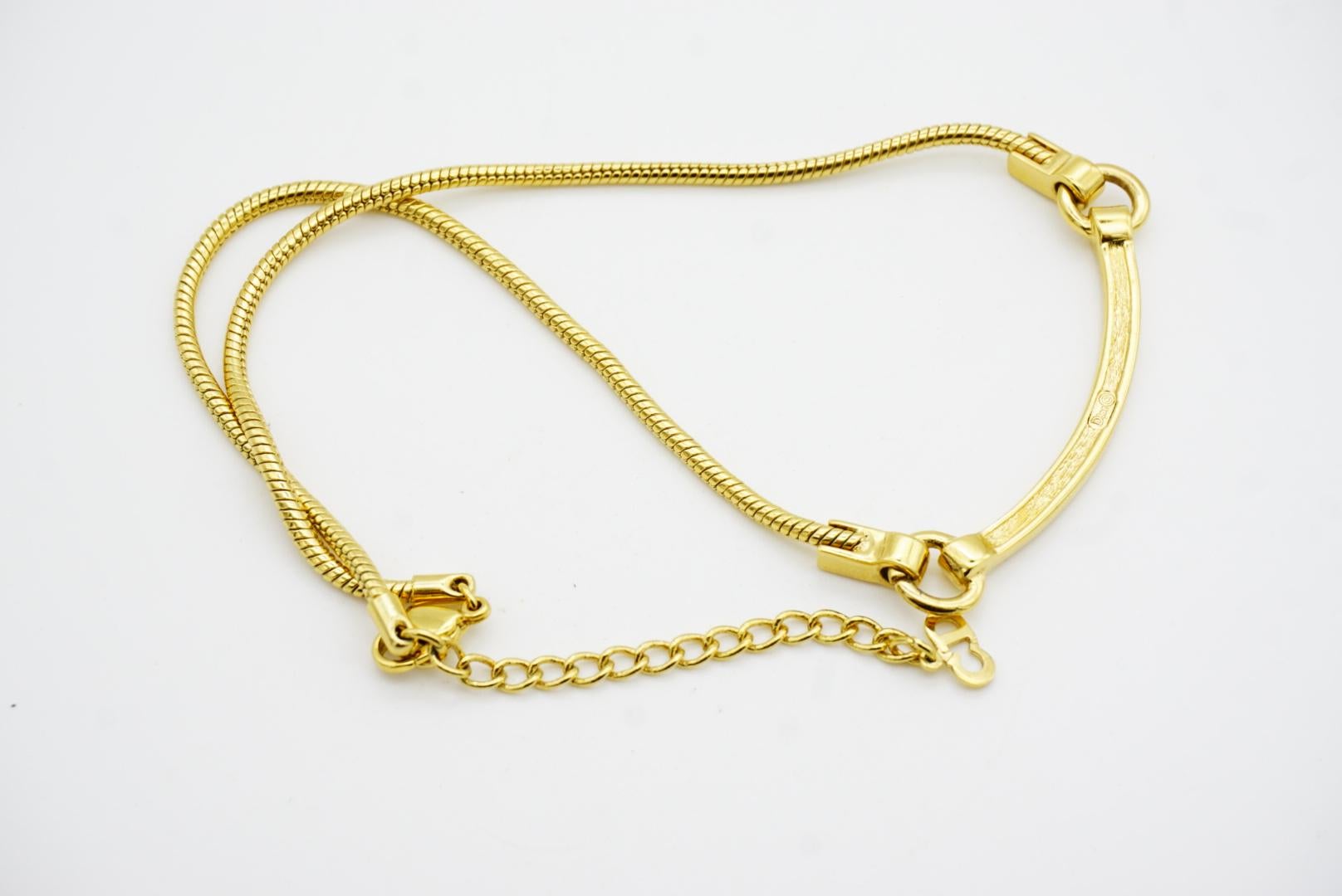 Christian Dior Vintage 1980s Crescent Curved Bar Crystals Hoop Pendant Necklace For Sale 9