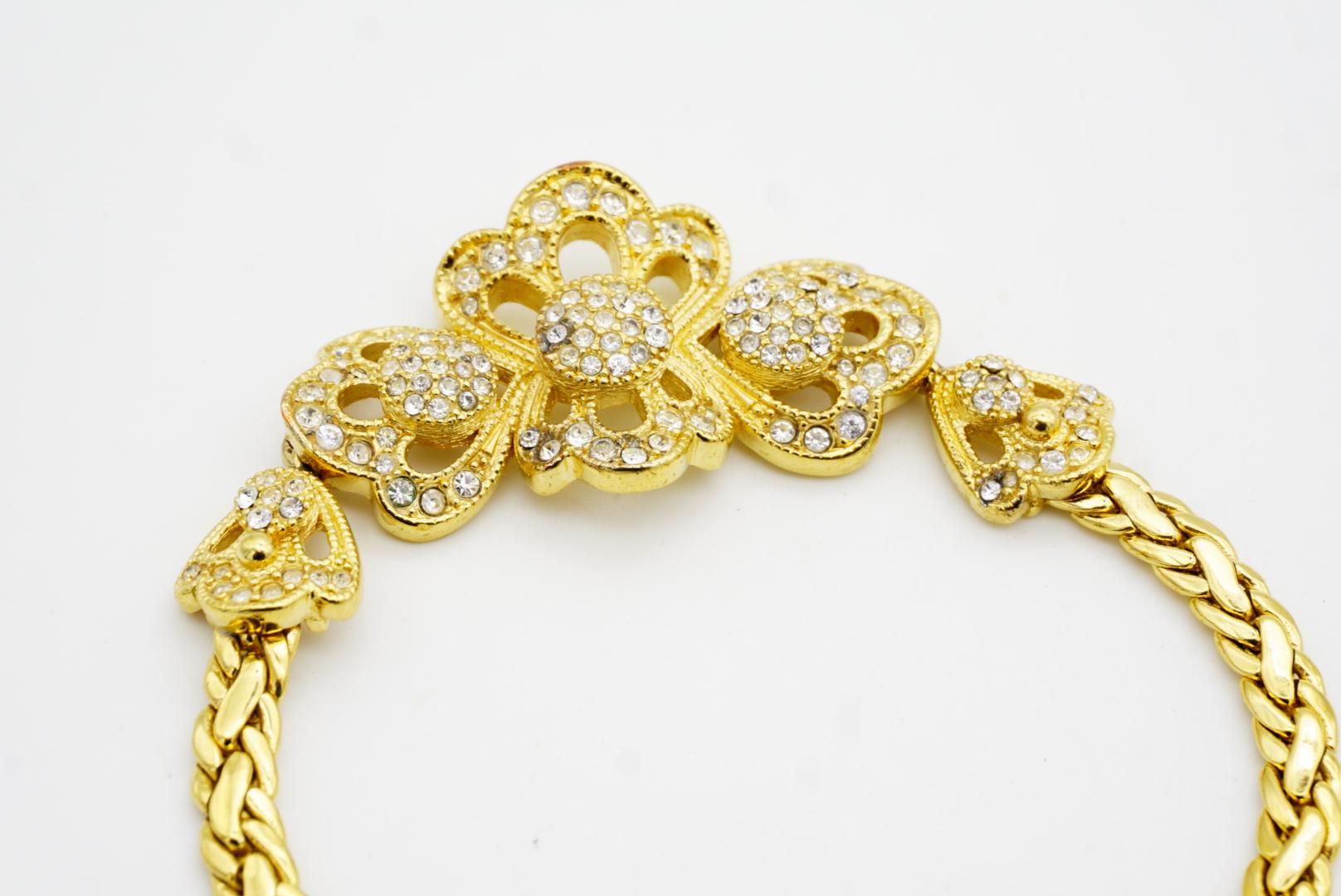 Christian Dior, collier tressé ajouré avec fleurs en grappes de cristaux, années 1980 en vente 5