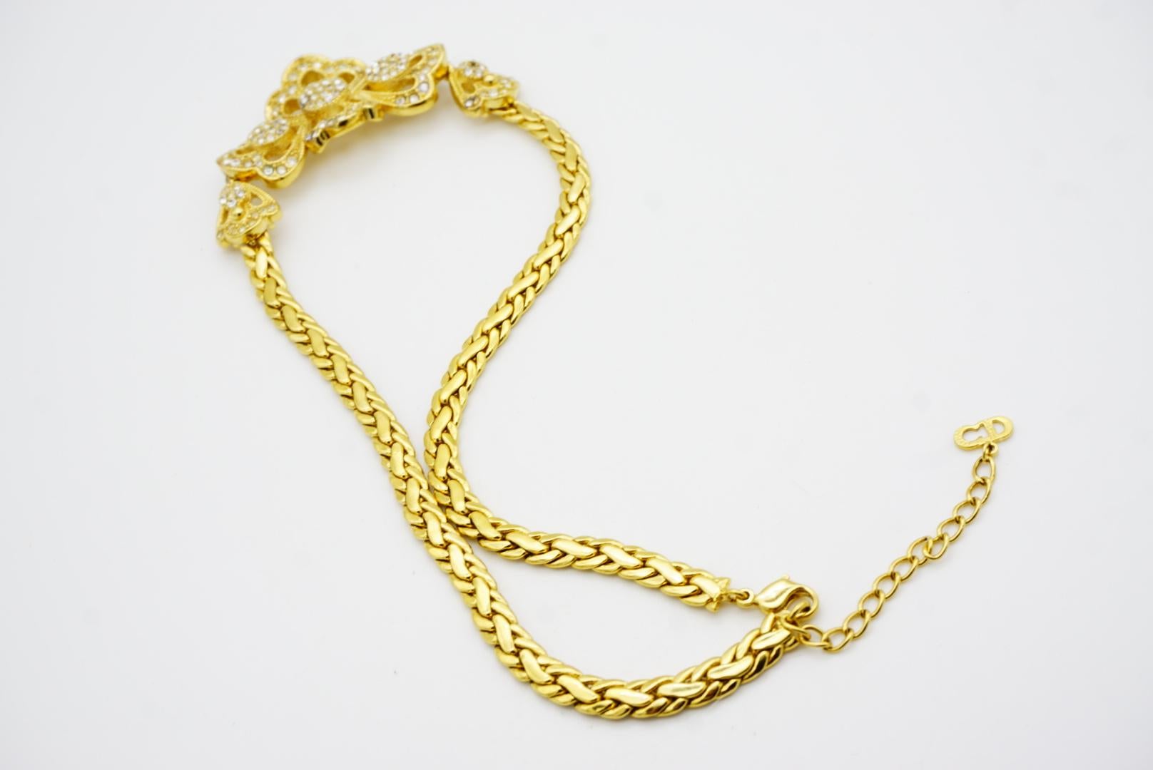 Christian Dior, collier tressé ajouré avec fleurs en grappes de cristaux, années 1980 en vente 6