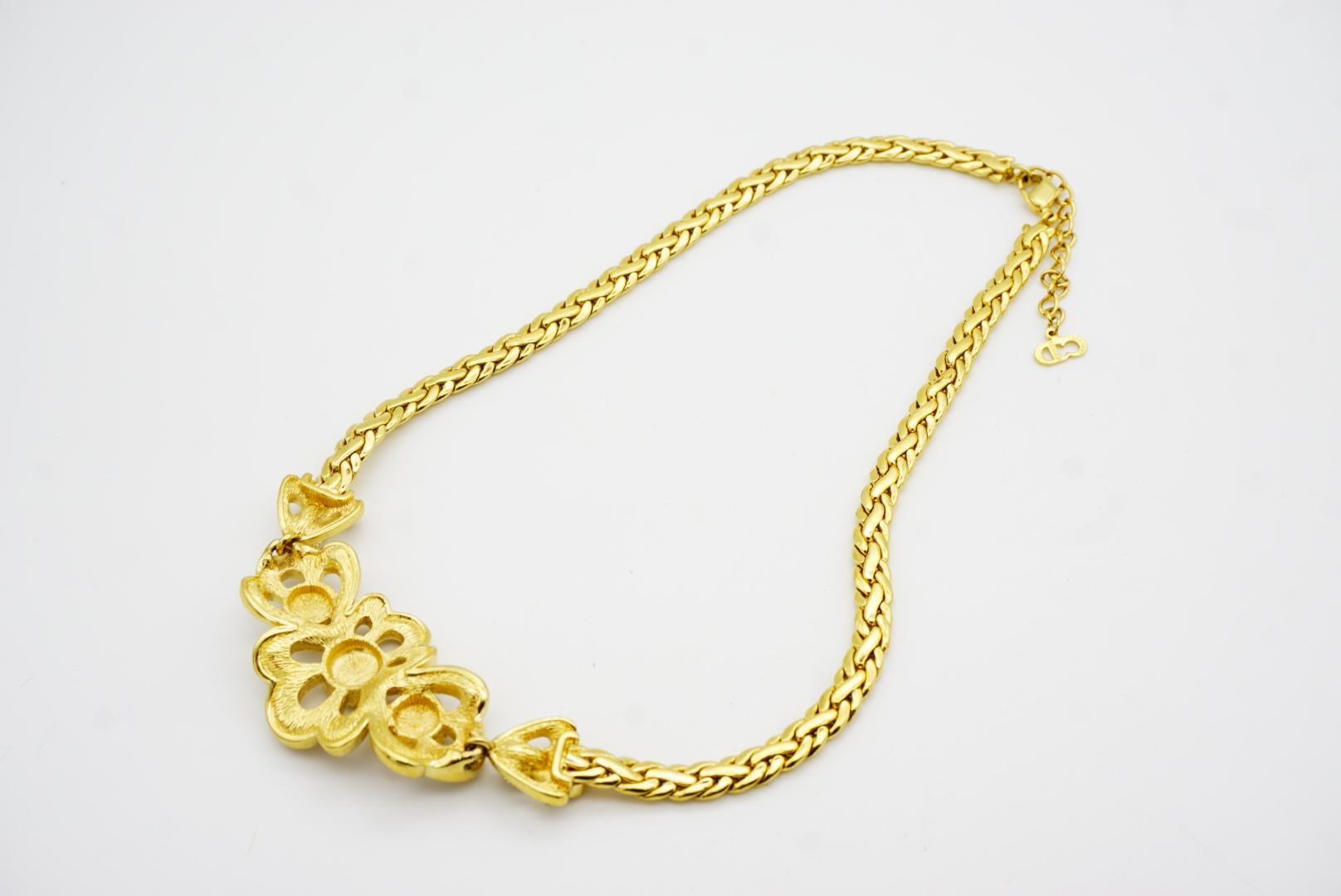 Christian Dior, collier tressé ajouré avec fleurs en grappes de cristaux, années 1980 en vente 7