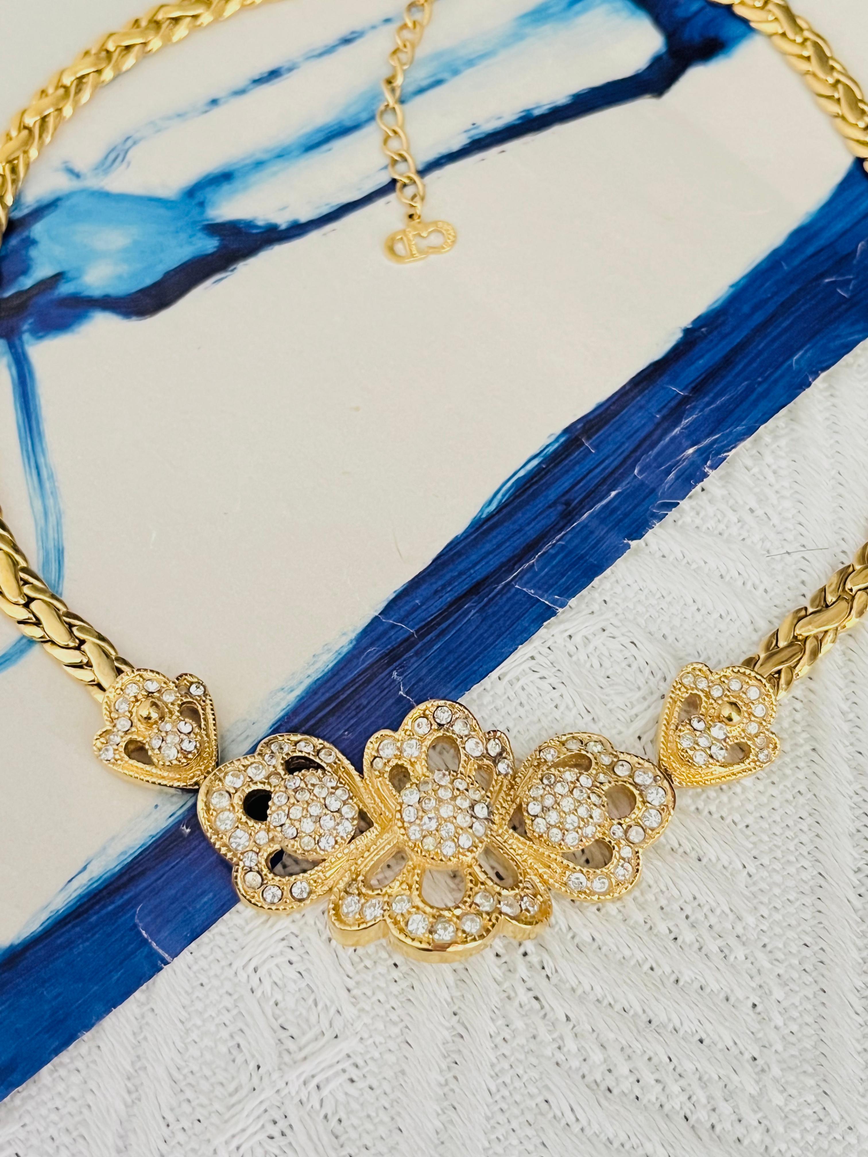 Christian Dior, collier tressé ajouré avec fleurs en grappes de cristaux, années 1980 Bon état - En vente à Wokingham, England