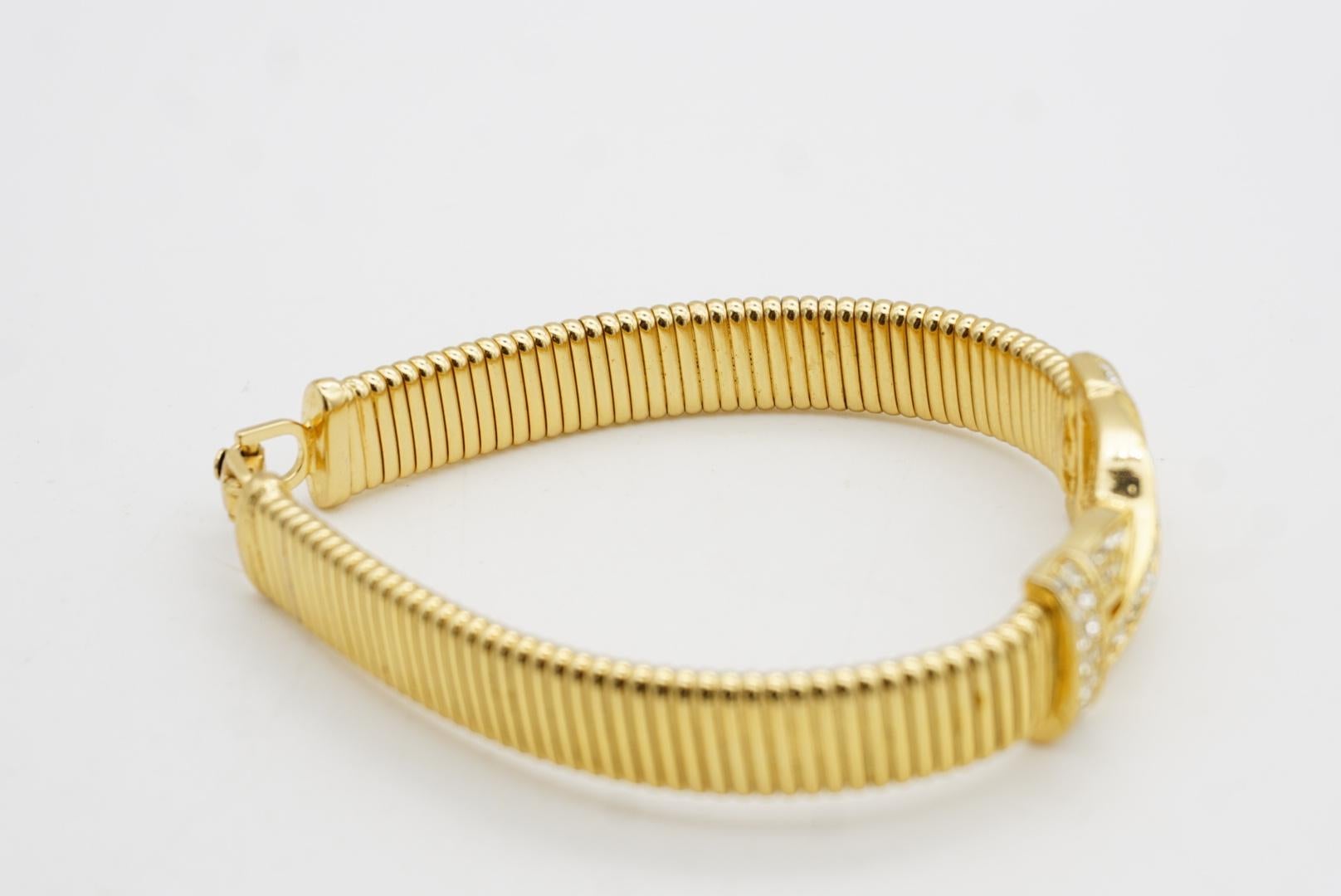 Christian Dior Bracciale vintage anni '80 con cristalli, croce e Omega a nastro in vendita 5