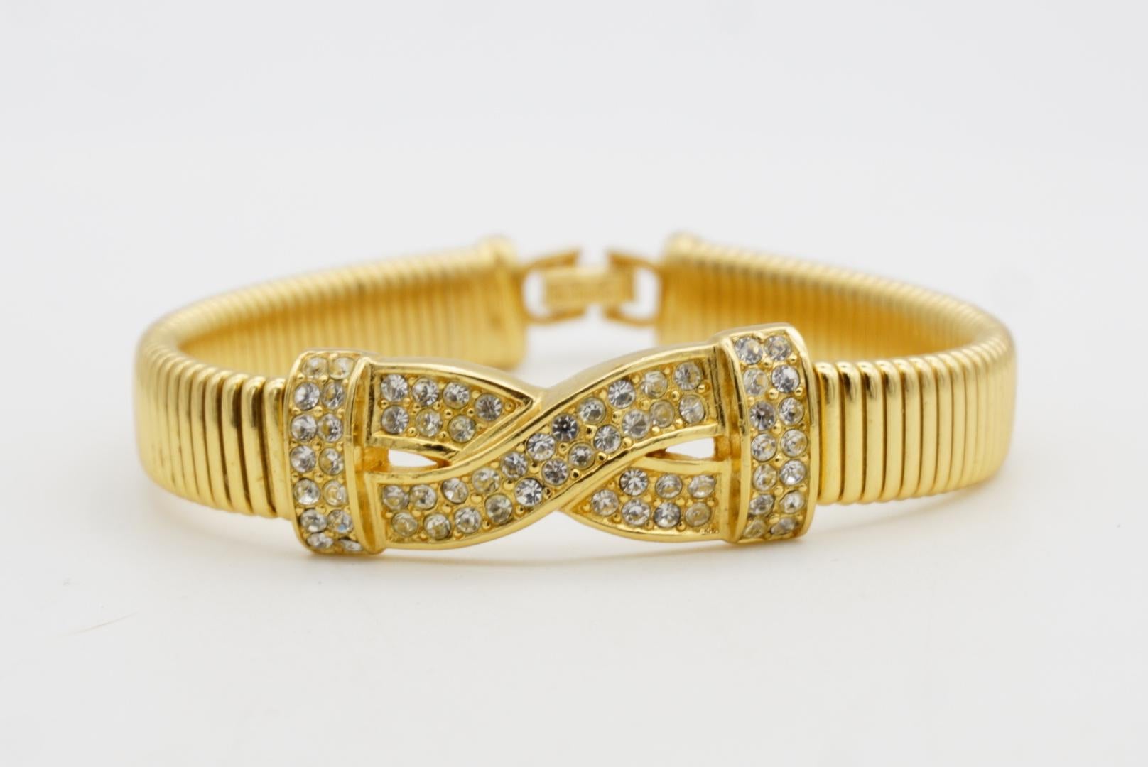 Christian Dior Bracciale vintage anni '80 con cristalli, croce e Omega a nastro in vendita 3