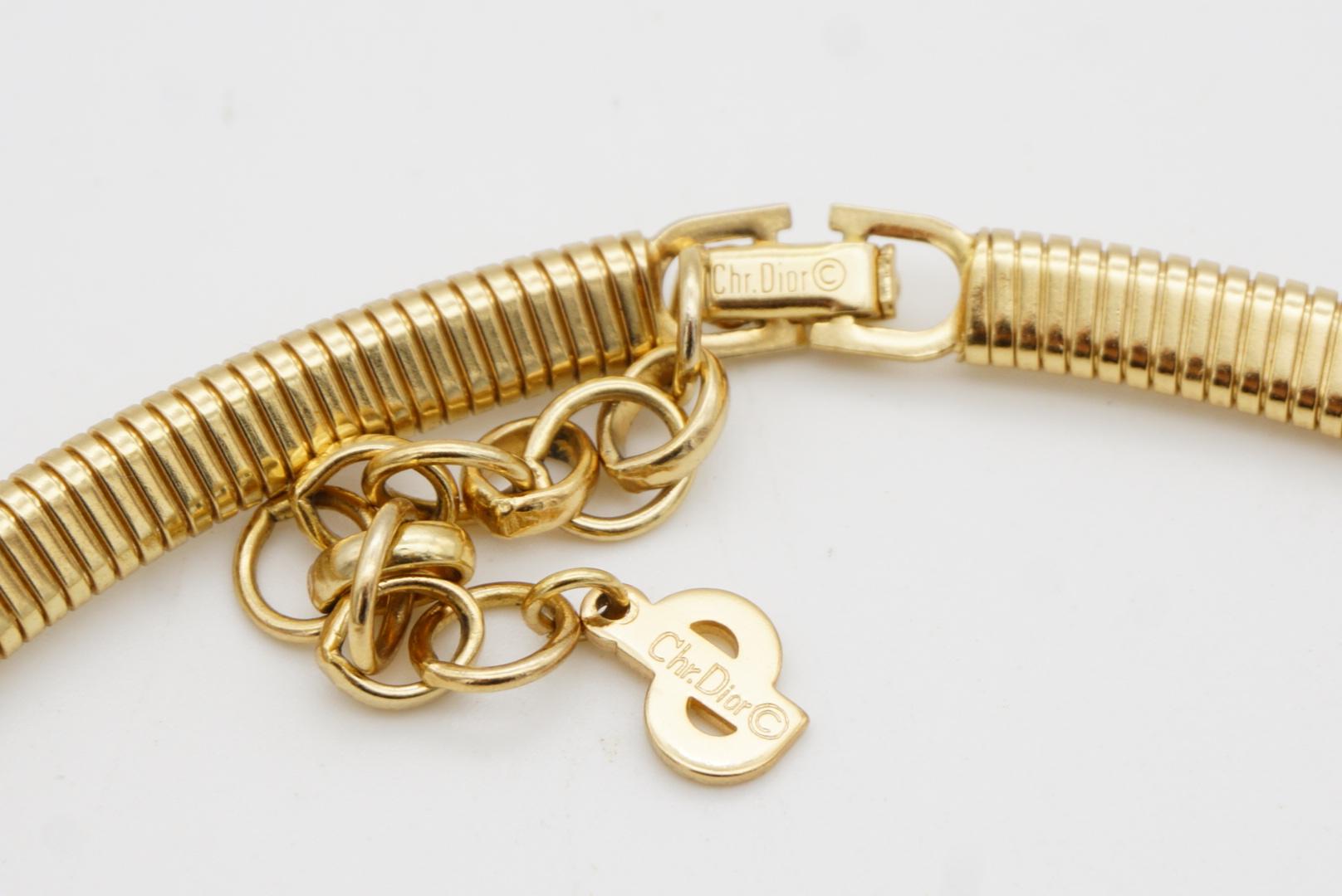 Christian Dior Vintage anni '80 Collana Omega a cristalli intrecciati a coste A Link in vendita 8