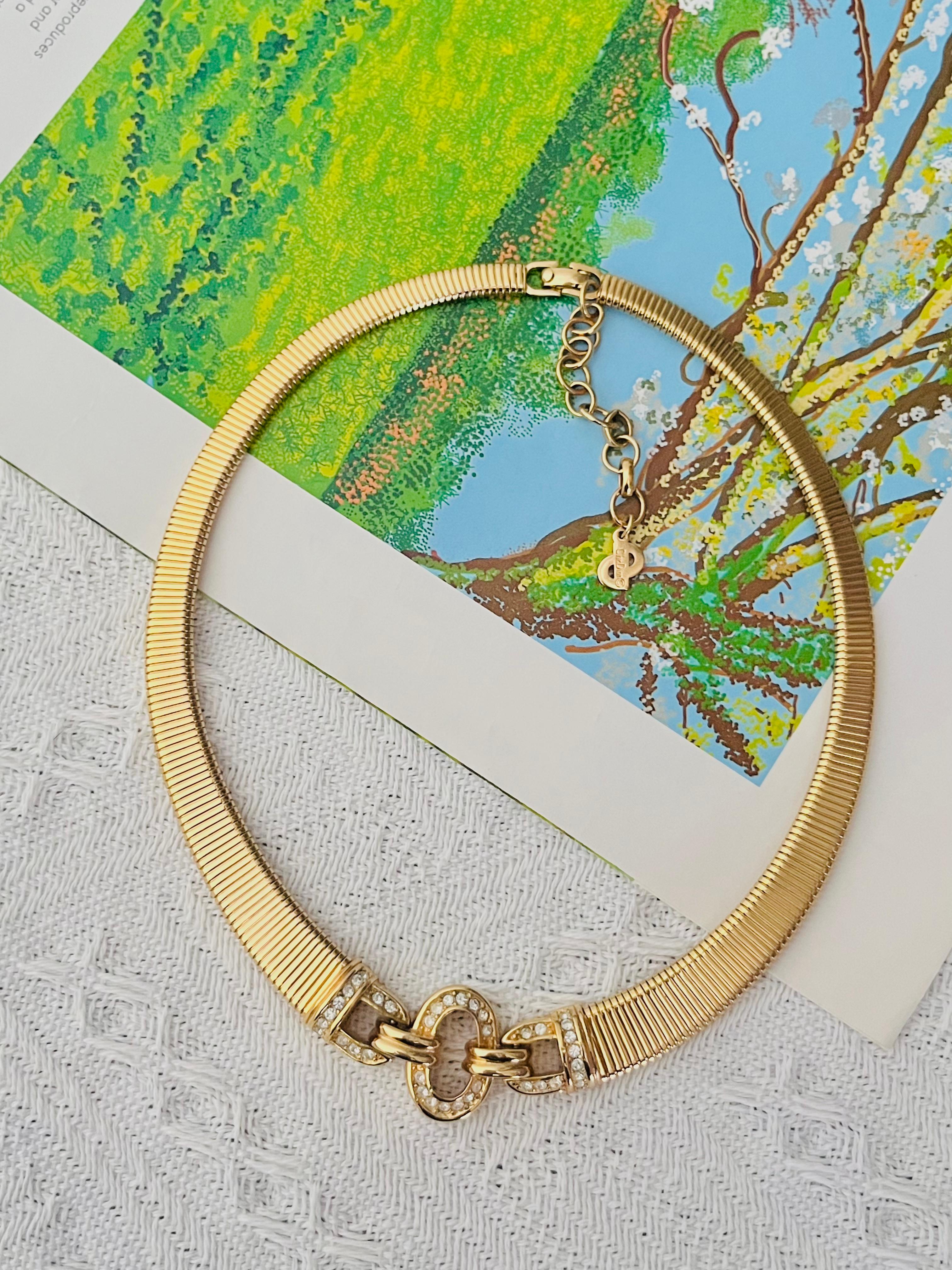 Art Déco Christian Dior Vintage anni '80 Collana Omega a cristalli intrecciati a coste A Link in vendita