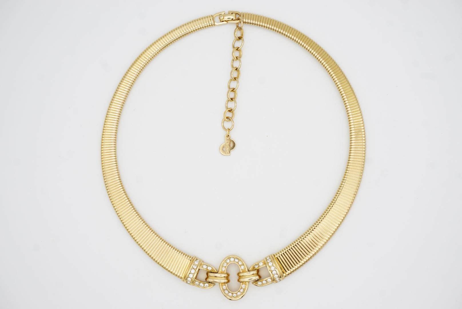 Christian Dior Vintage anni '80 Collana Omega a cristalli intrecciati a coste A Link in vendita 2