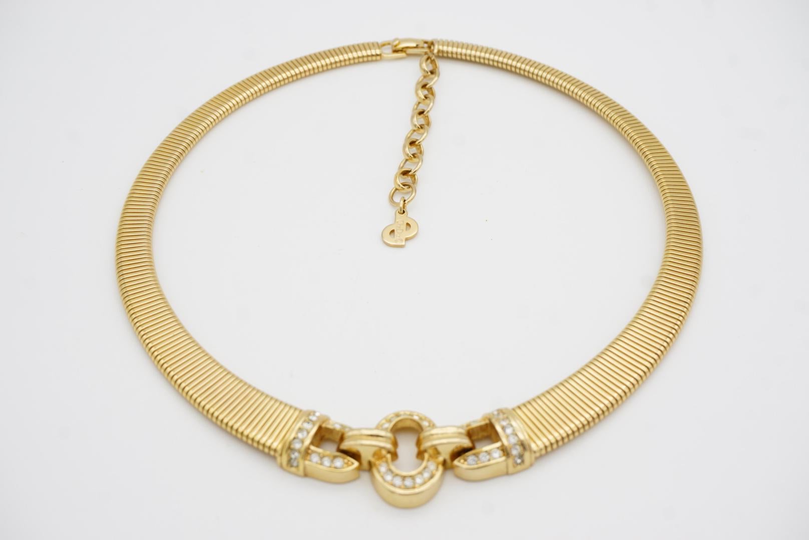 Christian Dior Vintage anni '80 Collana Omega a cristalli intrecciati a coste A Link in vendita 3