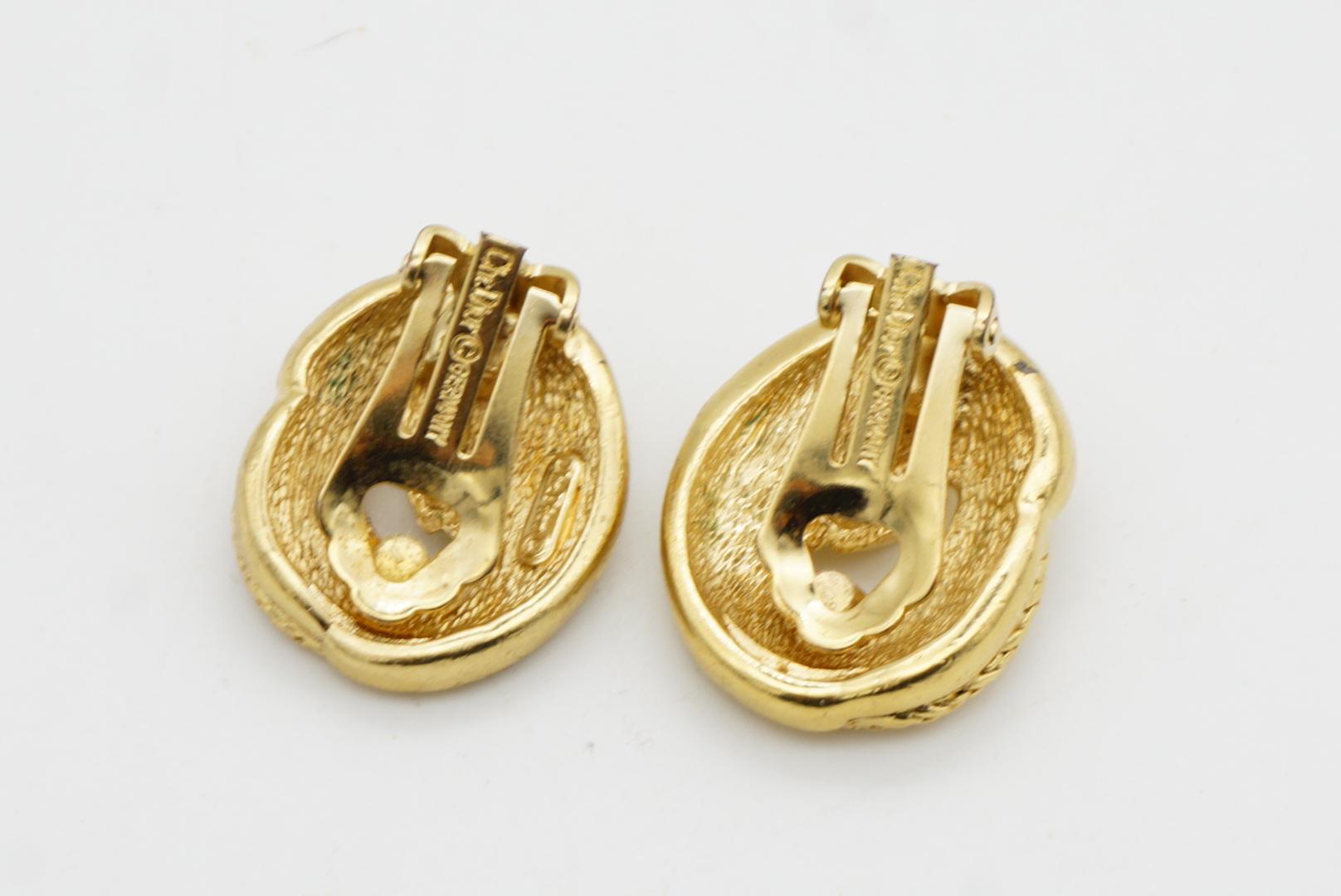 Christian Dior Vintage 1980s Crystals Knot Twist Rope Openwork Clip Earrings 4
