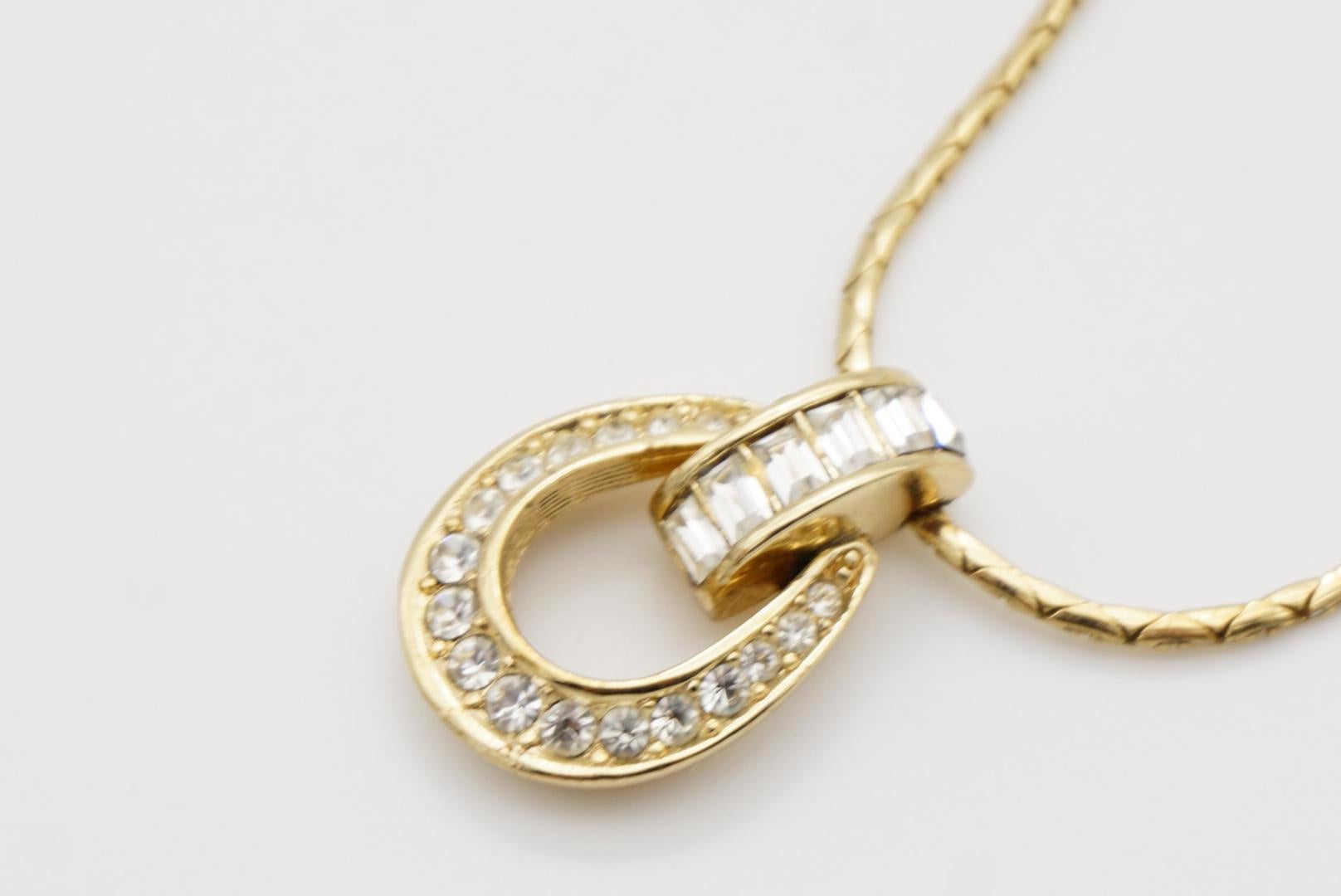Christian Dior Vintage 1980s Crystals Oval Knocker Openwork Pendant Necklace 5