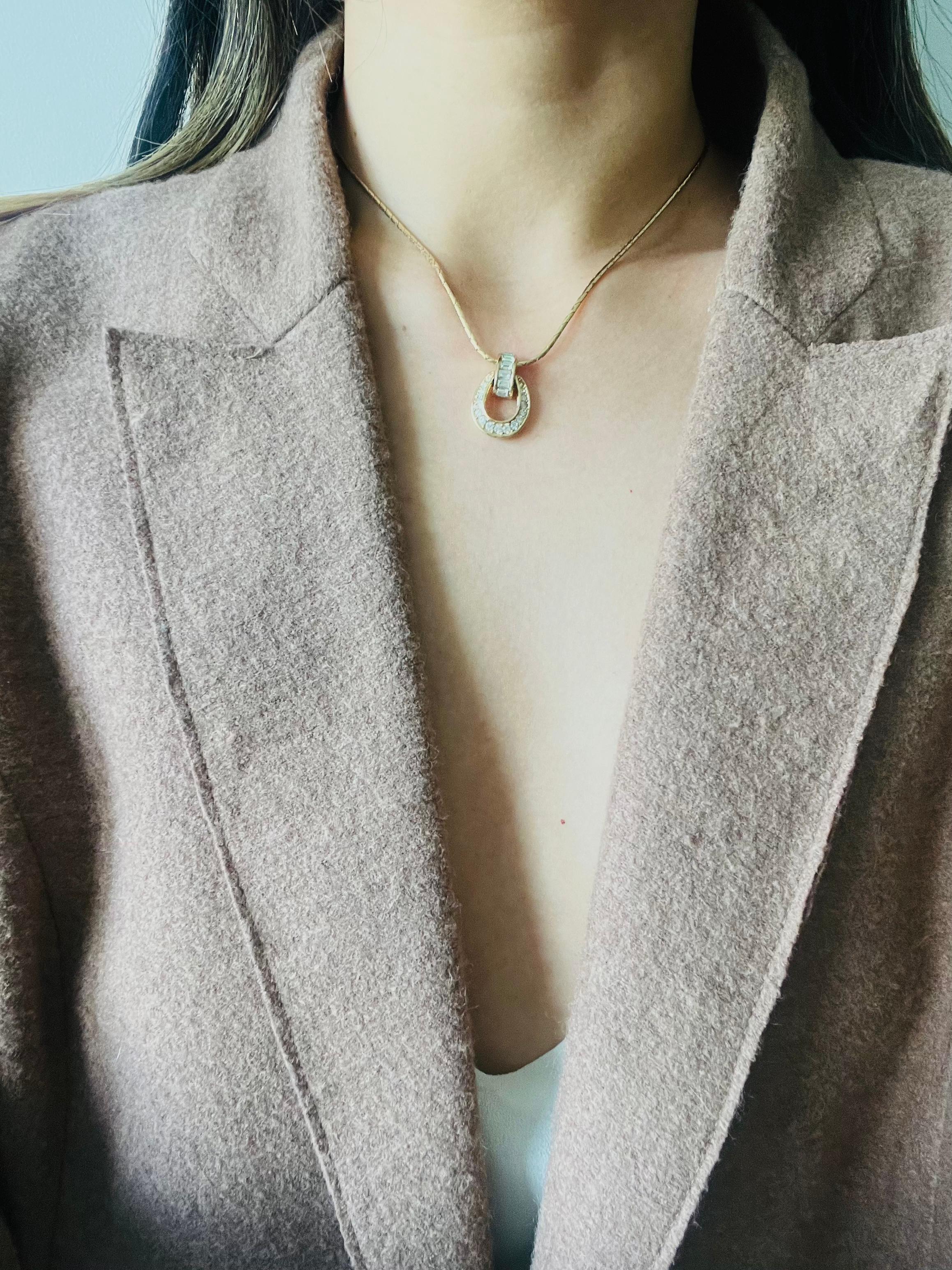 Collar Colgante Calado Christian Dior Vintage Años 80 Cristales Ovalados Knocker en venta 1
