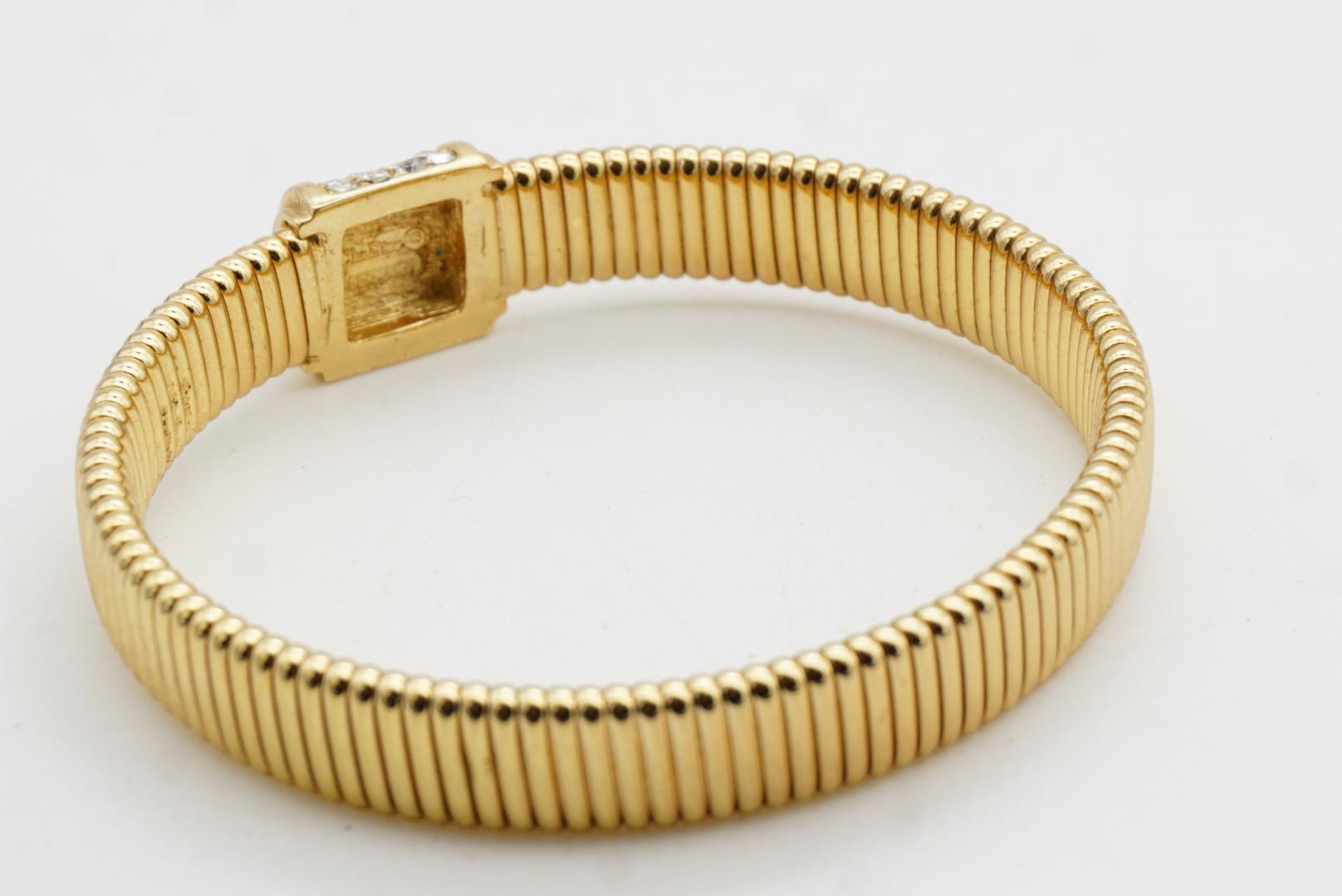 Christian Dior Bracciale Omega Regolabile Vintage 1980 con Cristalli Quadrati e Charm in vendita 6