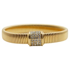 Christian Dior Bracciale Omega Regolabile Vintage 1980 con Cristalli Quadrati e Charm