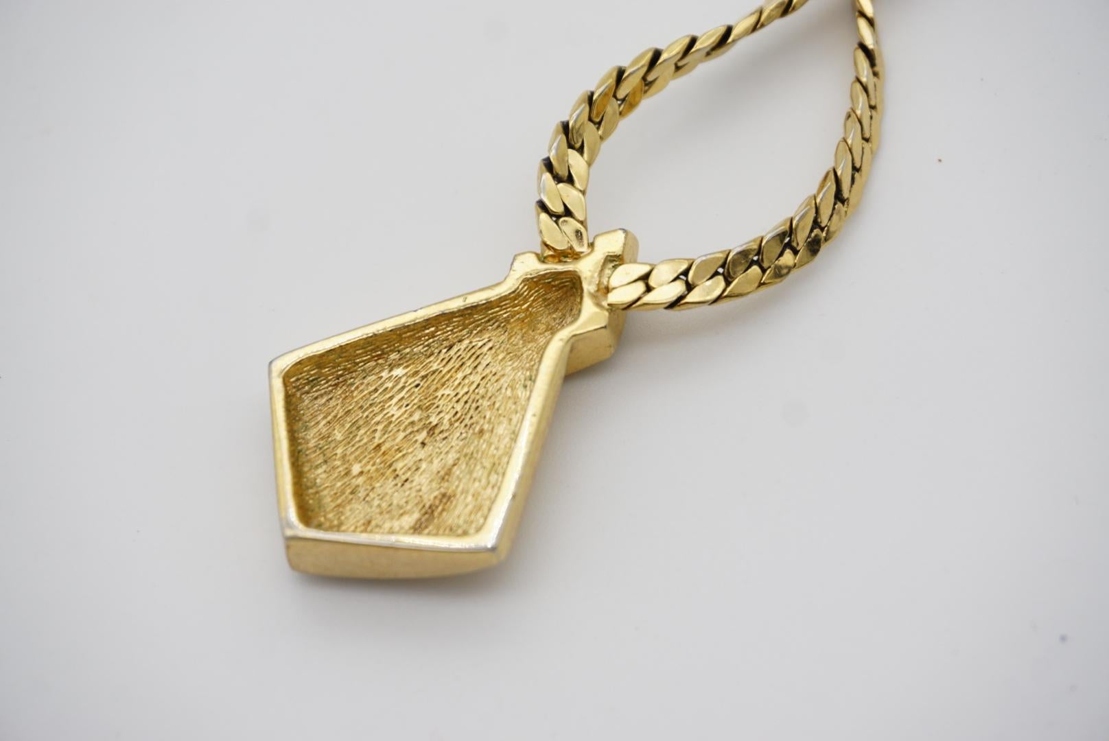 Christian Dior Vintage 1980er Jahre Halskette mit schildkrötenförmigem Schildkristall-Anhänger im Angebot 9