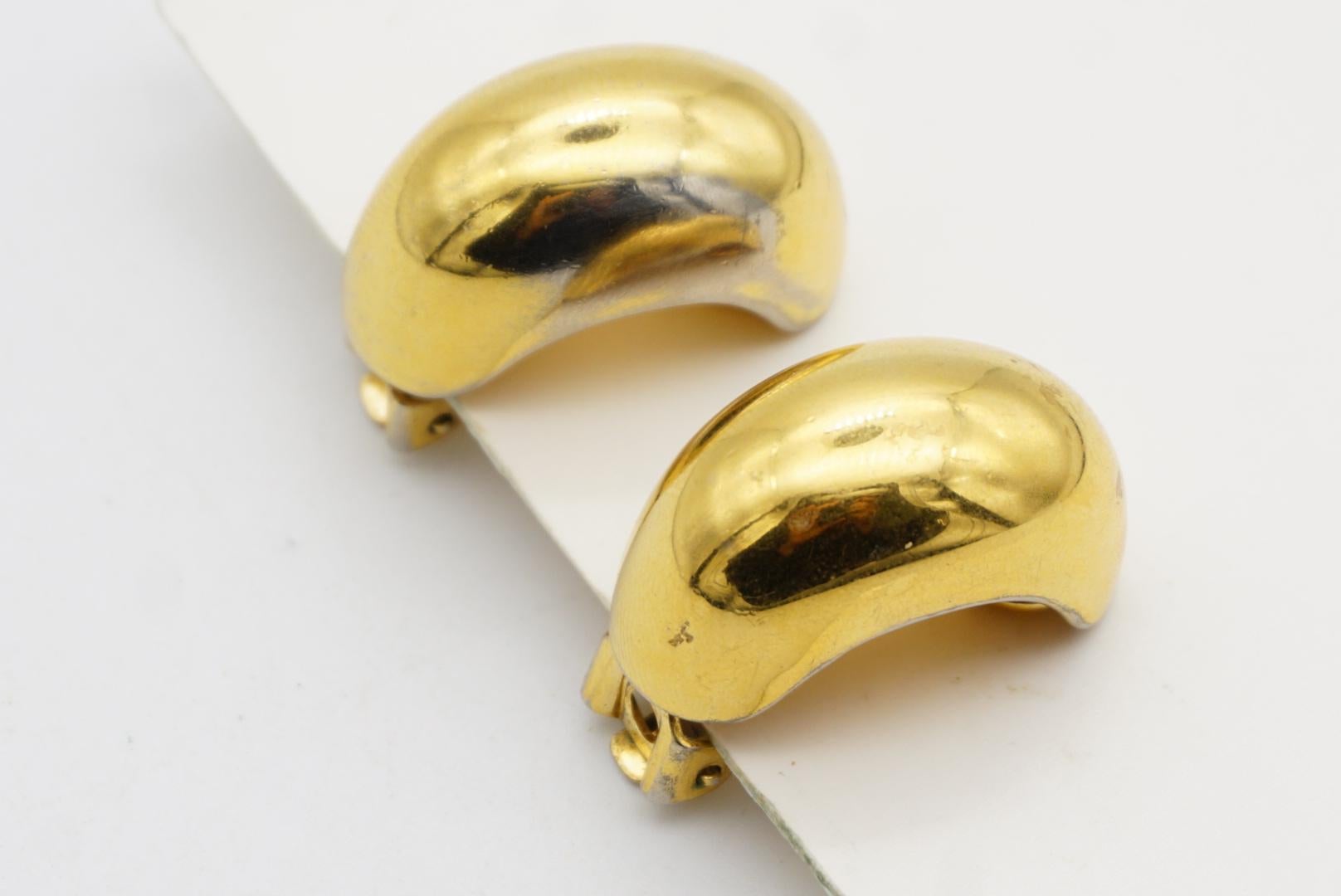 Christian Dior Vintage 1980s Demi Hoop Semi Circle Glow Dome Clip Gold Earrings For Sale 5