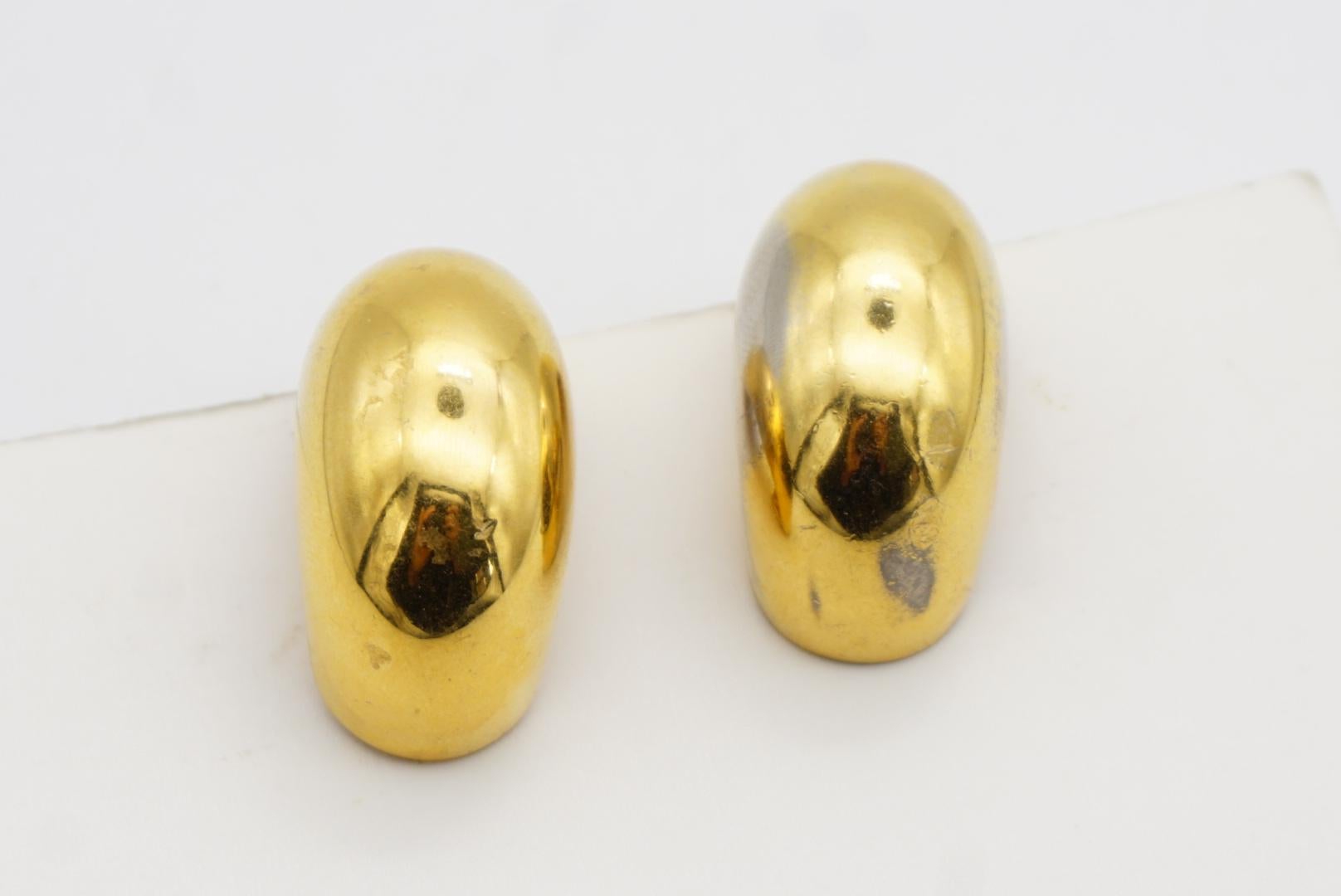 Christian Dior Vintage 1980s Demi Hoop Semi Circle Glow Dome Clip Gold Earrings For Sale 6