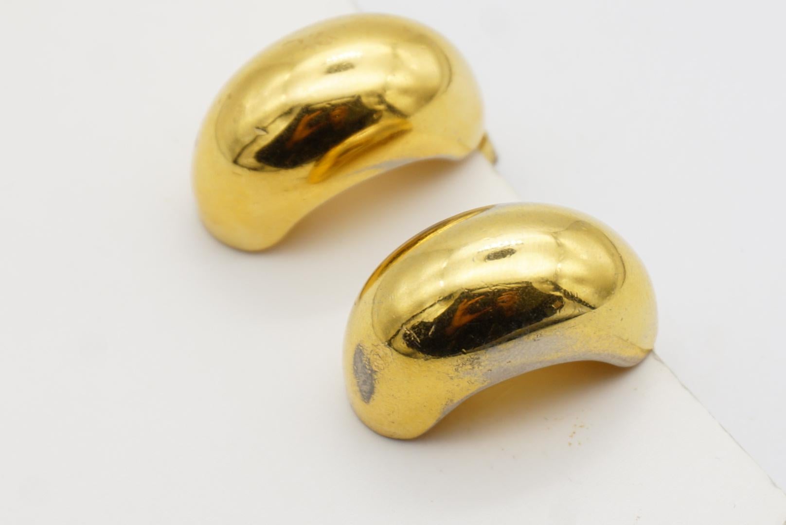 Christian Dior Vintage 1980s Demi Hoop Semi Circle Glow Dome Clip Gold Earrings For Sale 7