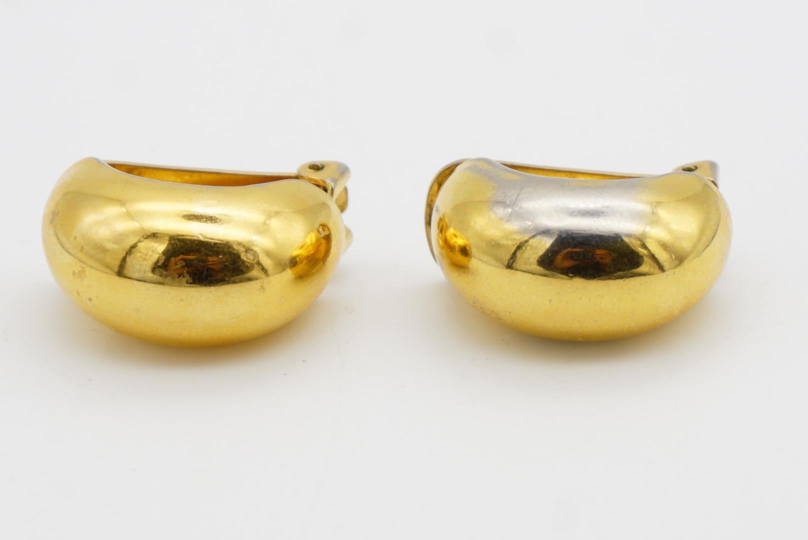 Christian Dior Vintage 1980s Demi Hoop Semi Circle Glow Dome Clip Gold Earrings For Sale 10
