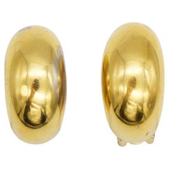 Christian Dior Vintage 1980s Demi Hoop Semi Circle Glow Dome Clip Gold Earrings