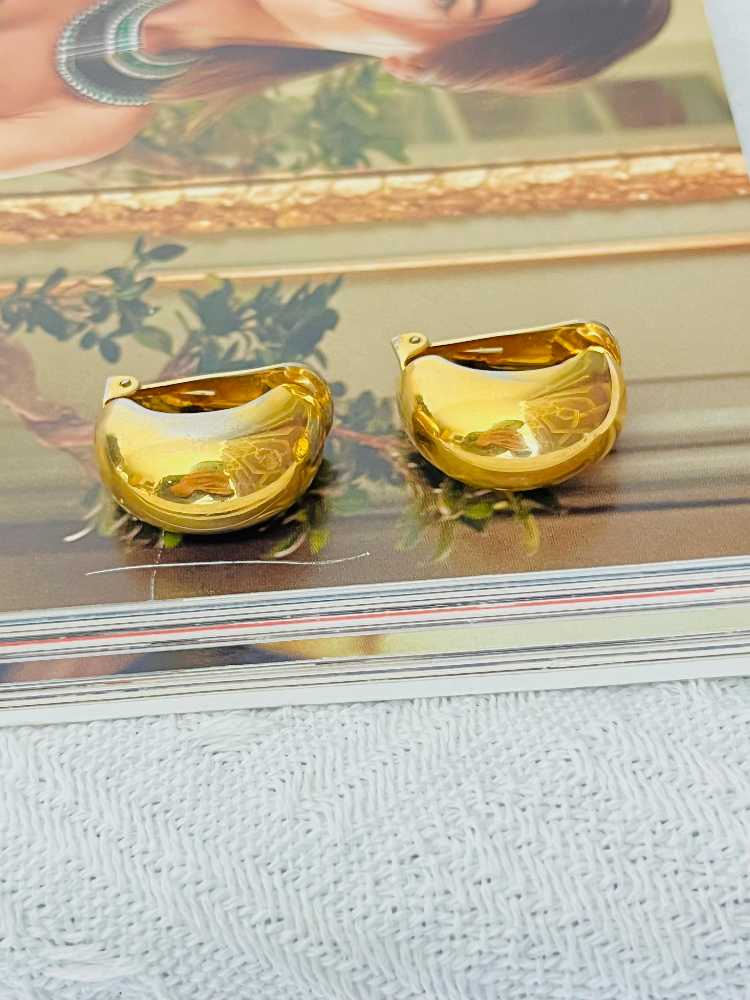 Women's or Men's Christian Dior Vintage 1980s Demi Hoop Semi Circle Glow Dome Clip Gold Earrings For Sale