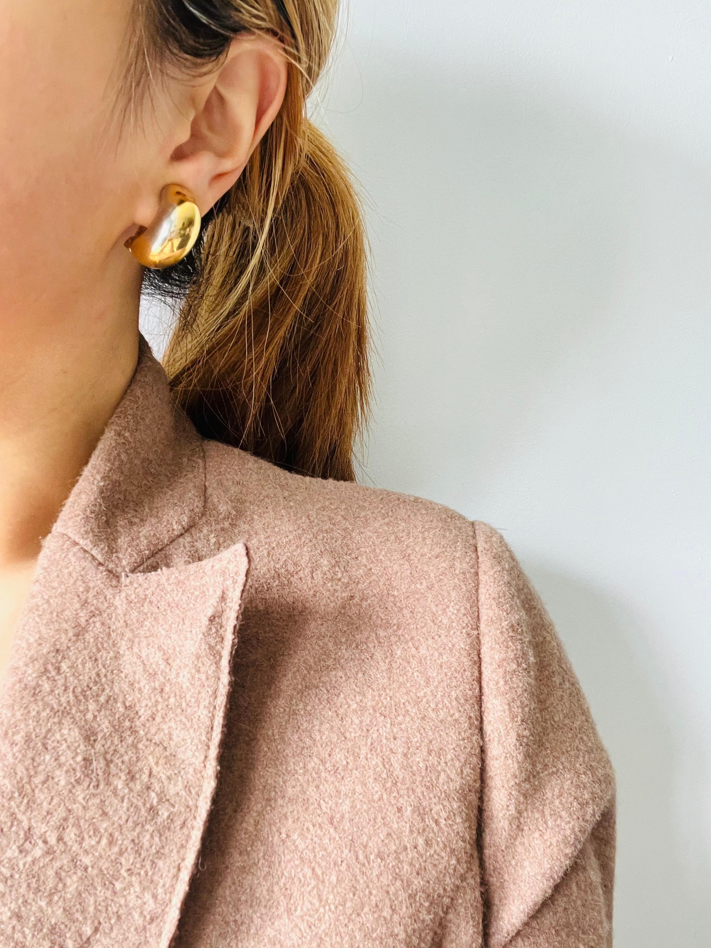 Christian Dior Vintage 1980s Demi Hoop Semi Circle Glow Dome Clip Gold Earrings For Sale 2
