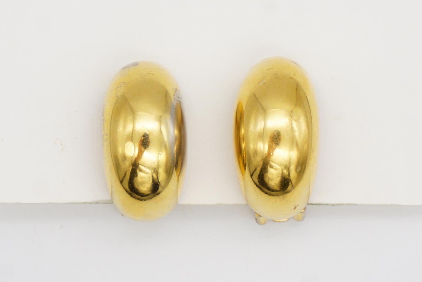Christian Dior Vintage 1980s Demi Hoop Semi Circle Glow Dome Clip Gold Earrings For Sale 4
