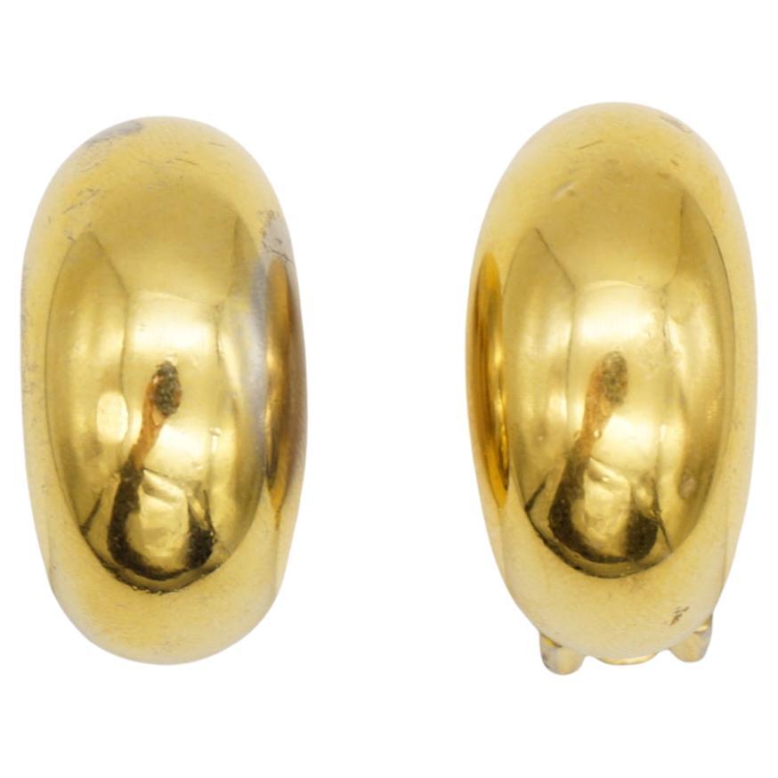 Christian Dior Vintage 1980s Demi Hoop Semi Circle Glow Dome Clip Gold Earrings For Sale