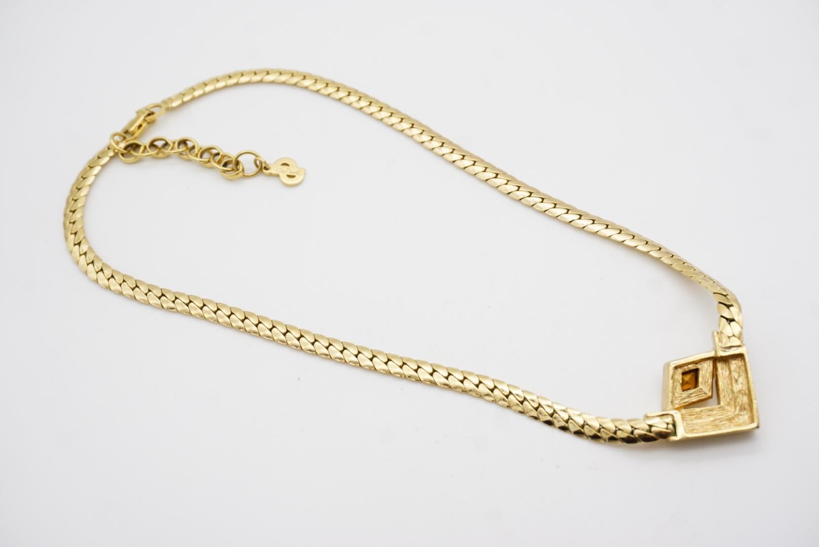 Christian Dior, collier vintage des années 1980 à double triangle en diamants, saphirs et cristaux en vente 7