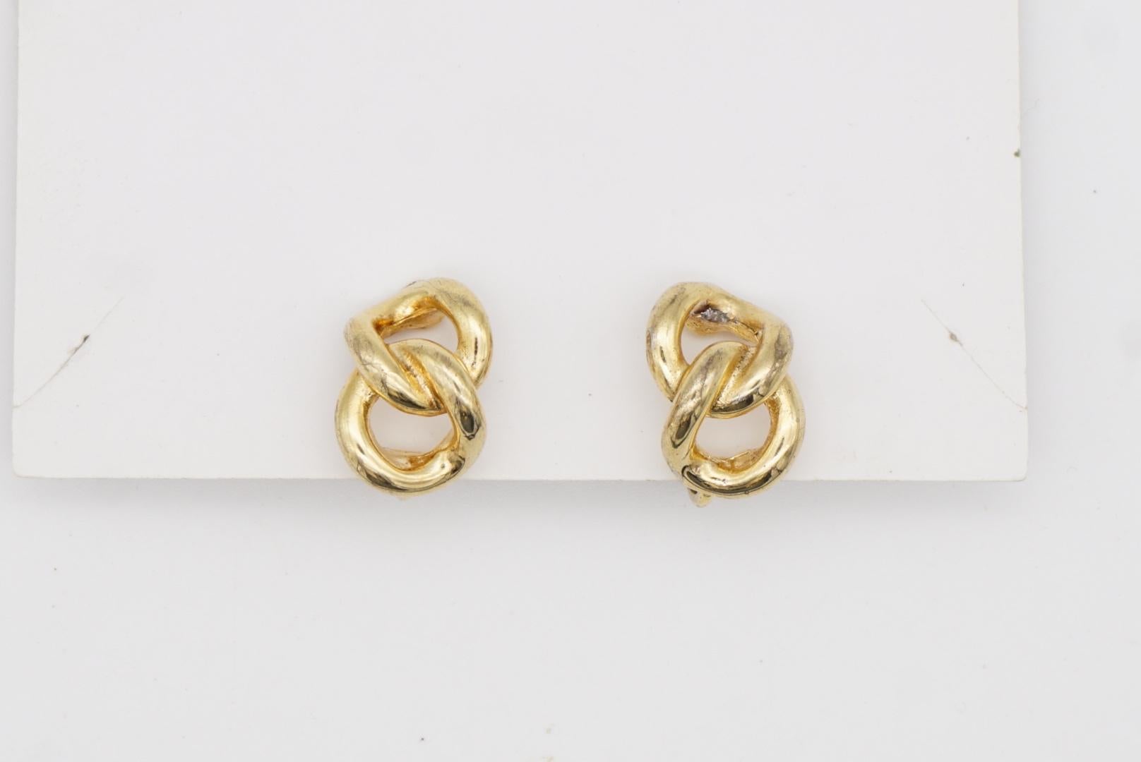 Christian Dior Vintage 1980s Double Chain Rope Interlocked Knot Clip Earrings 5
