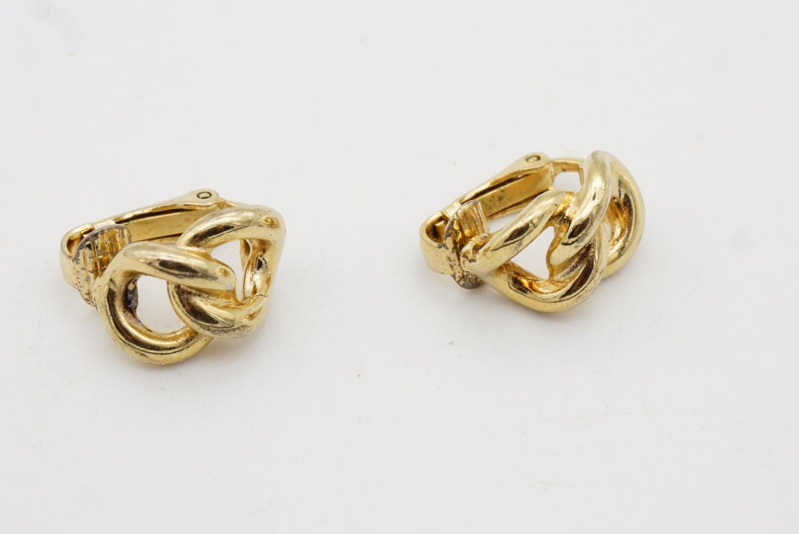 Christian Dior Vintage 1980s Double Chain Rope Interlocked Knot Clip Earrings 6