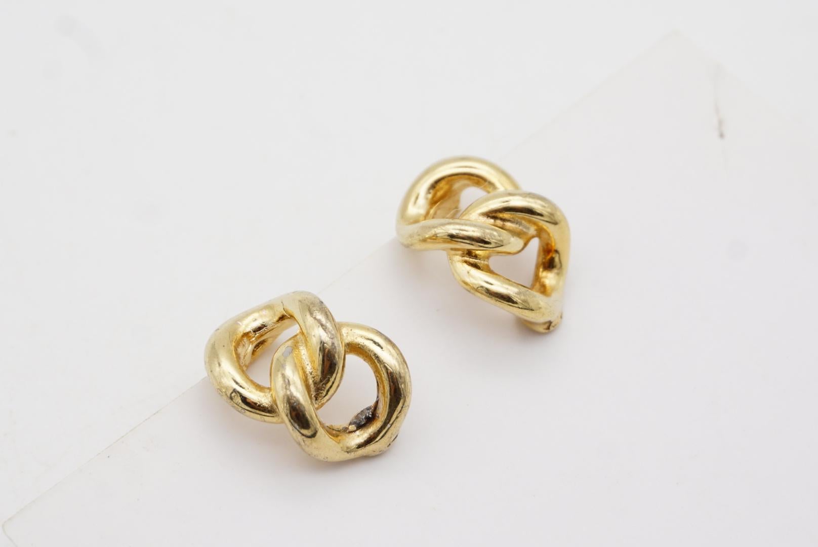 Christian Dior Vintage 1980s Double Chain Rope Interlocked Knot Clip Earrings 7