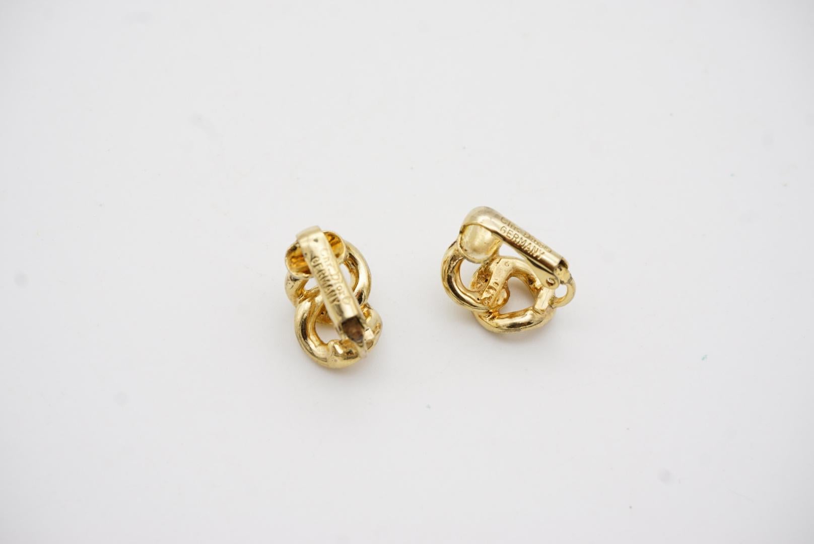Christian Dior Vintage 1980s Double Chain Rope Interlocked Knot Clip Earrings 9