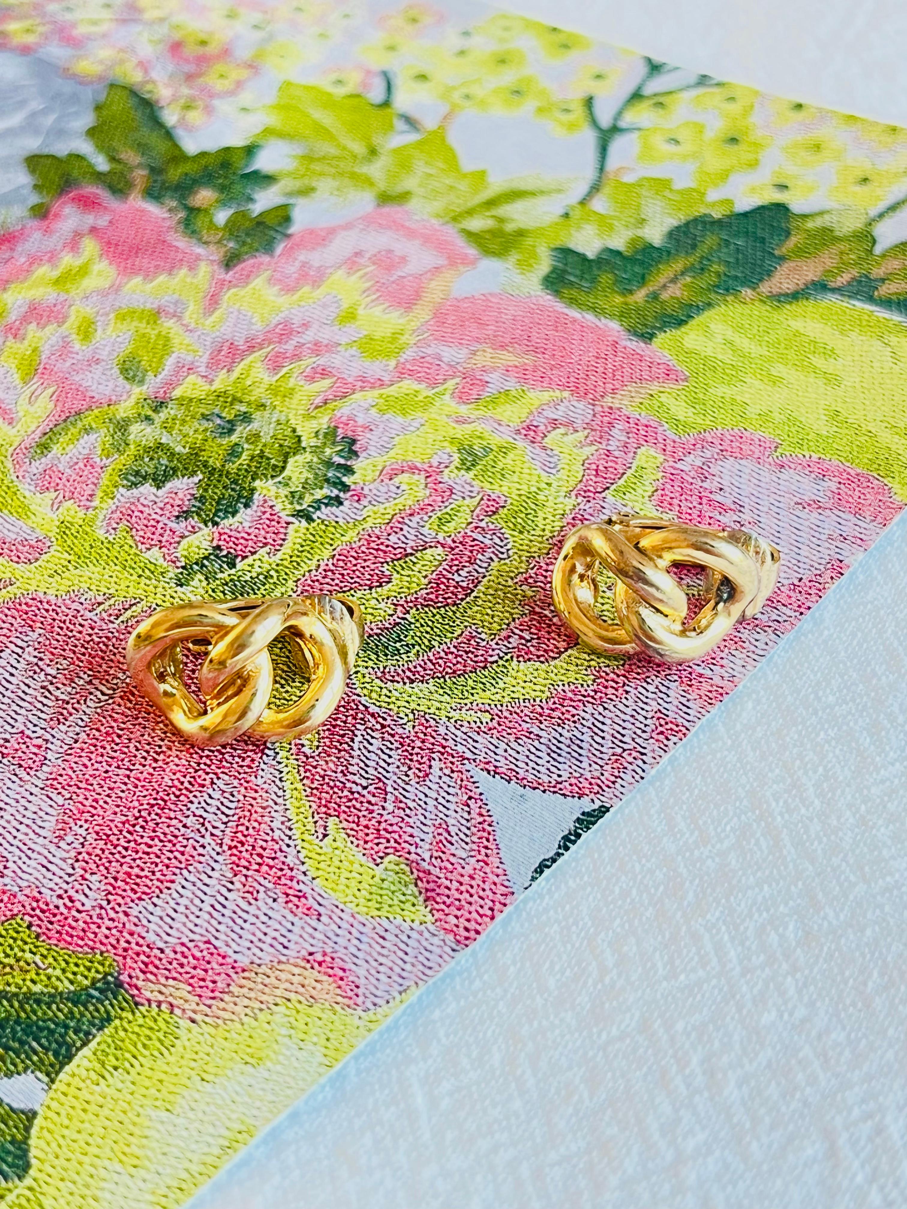 Christian Dior Vintage 1980s Double Chain Rope Interlocked Knot Clip Earrings In Good Condition In Wokingham, England