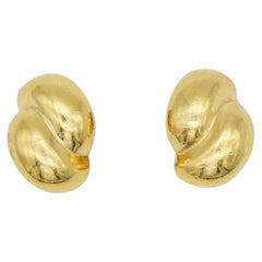 Christian Dior Vintage 1980s Double Glow Swirl Twist Shell Conch Clip Earrings