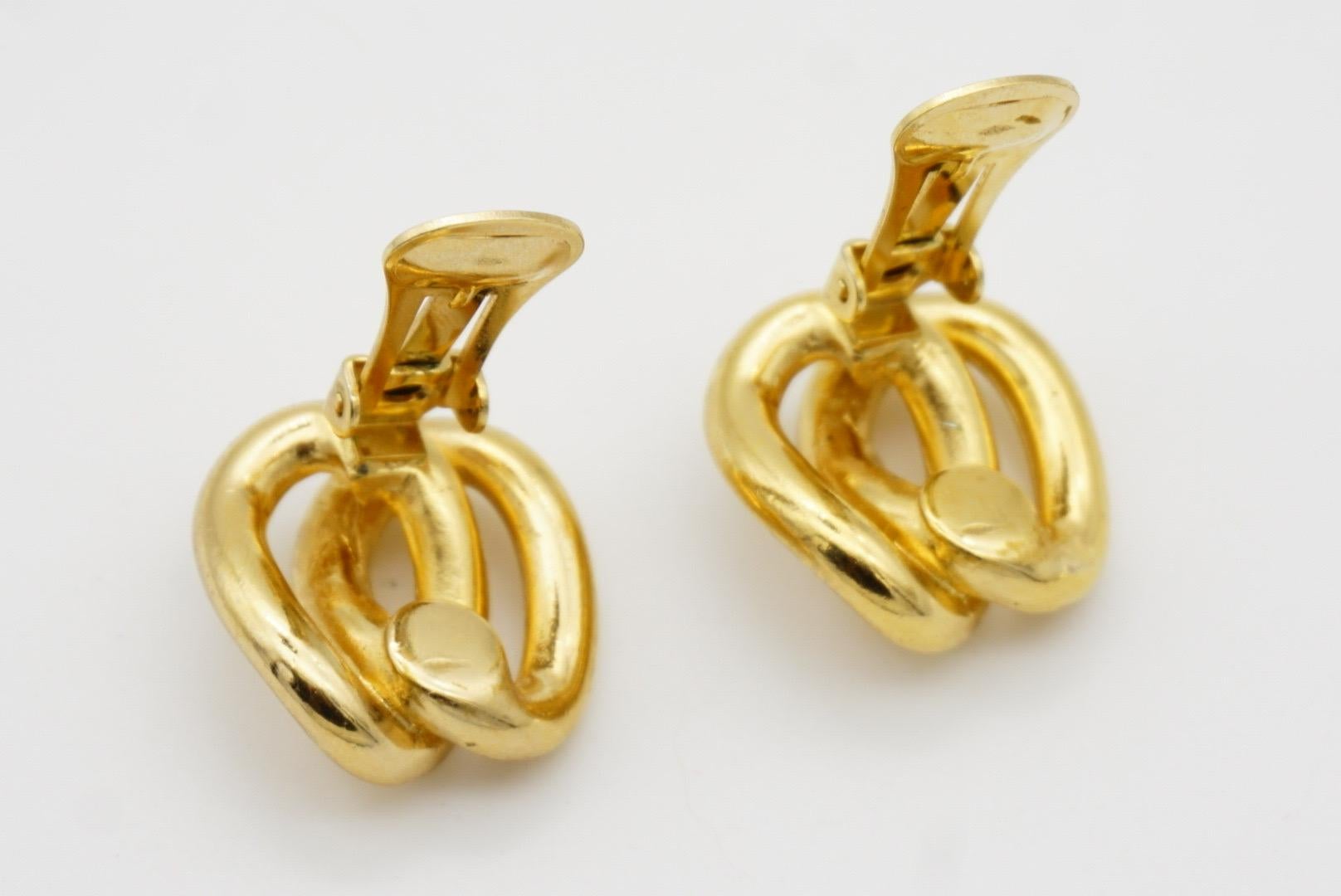 Christian Dior Vintage 1980s Double Interlocked Rope Knot Hoop Clip Earrings 6