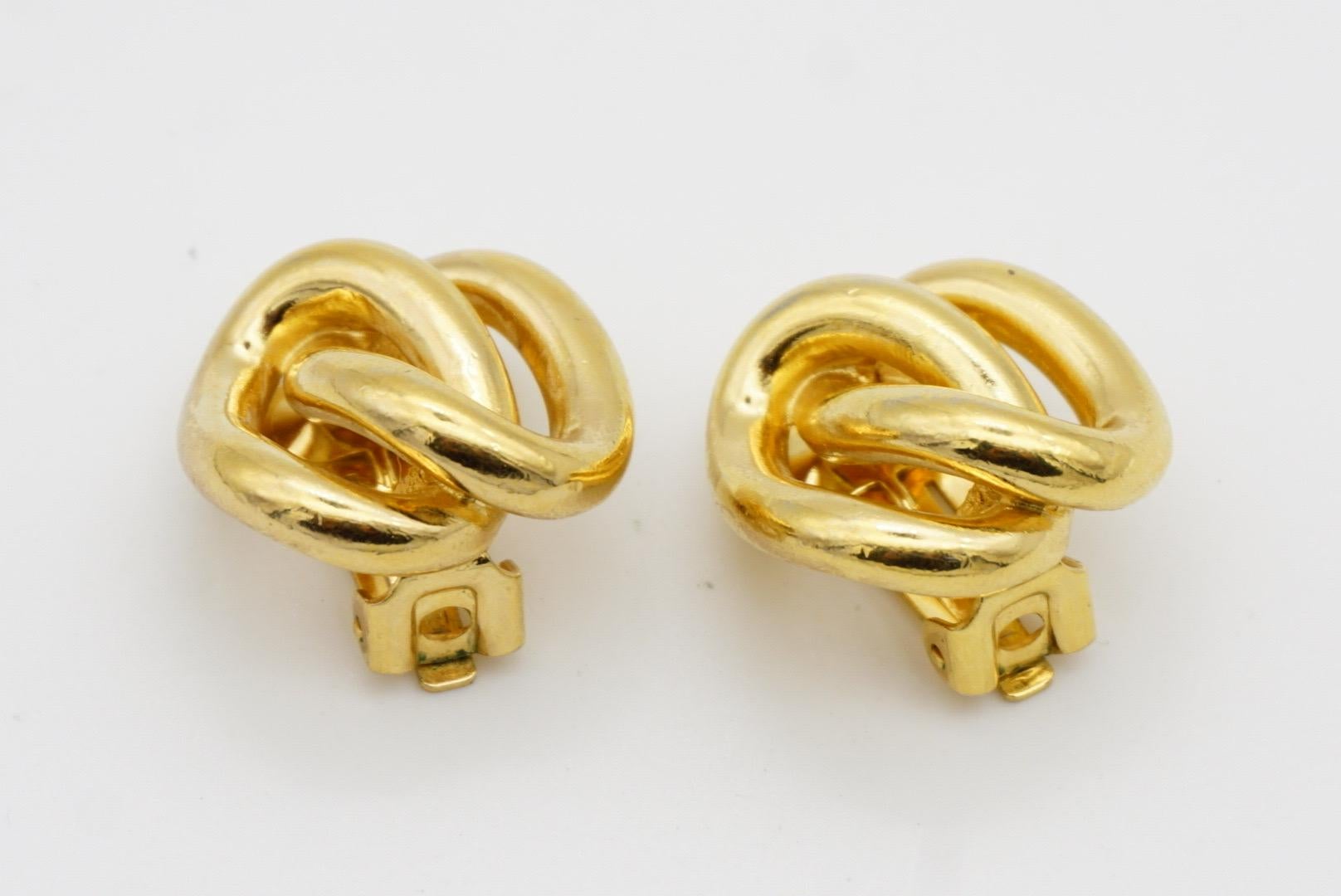 Christian Dior Vintage 1980s Double Interlocked Rope Knot Hoop Clip Earrings 2