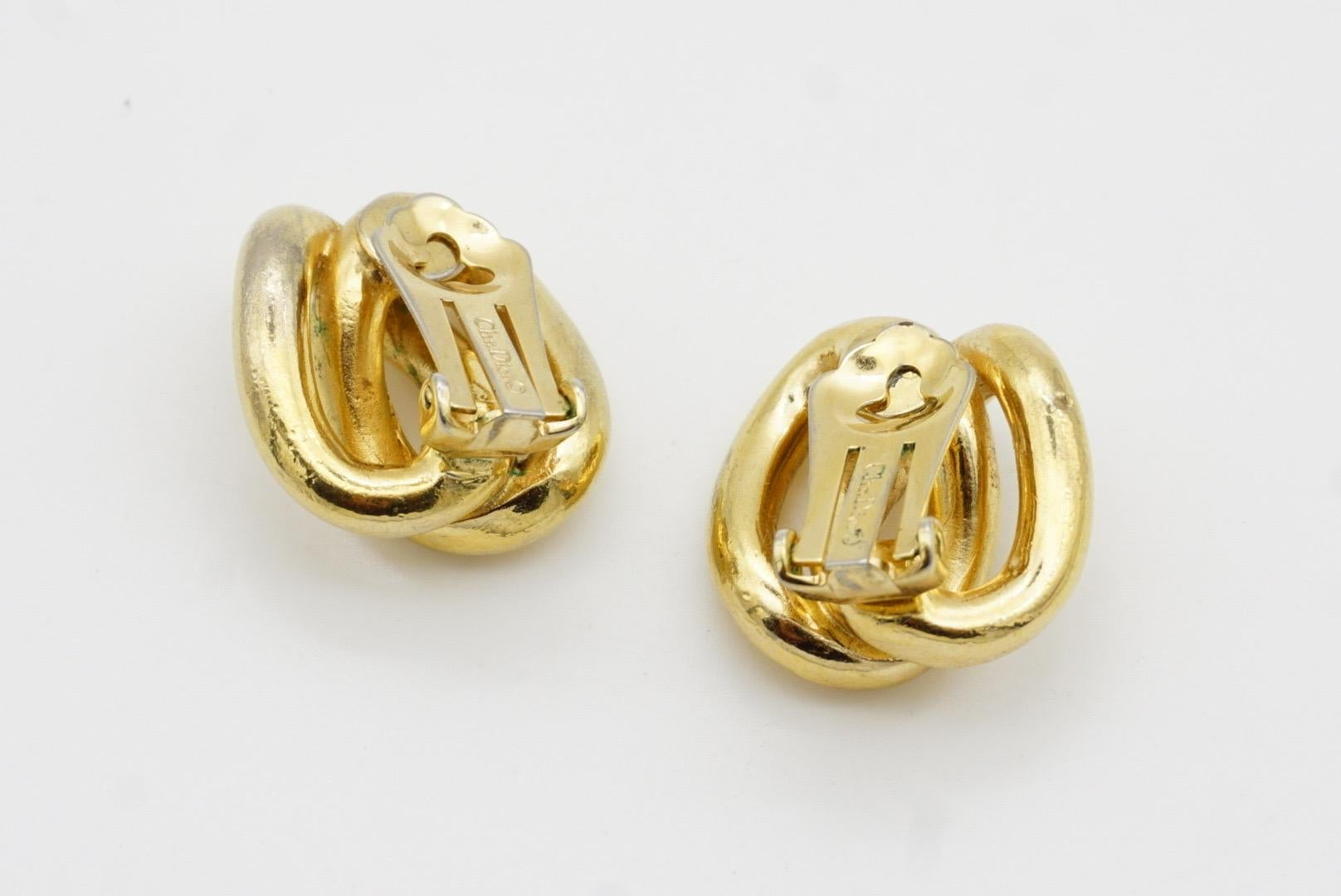 Christian Dior Vintage 1980s Double Oval Knot Rope Interlock Hoop Clip Earrings 5
