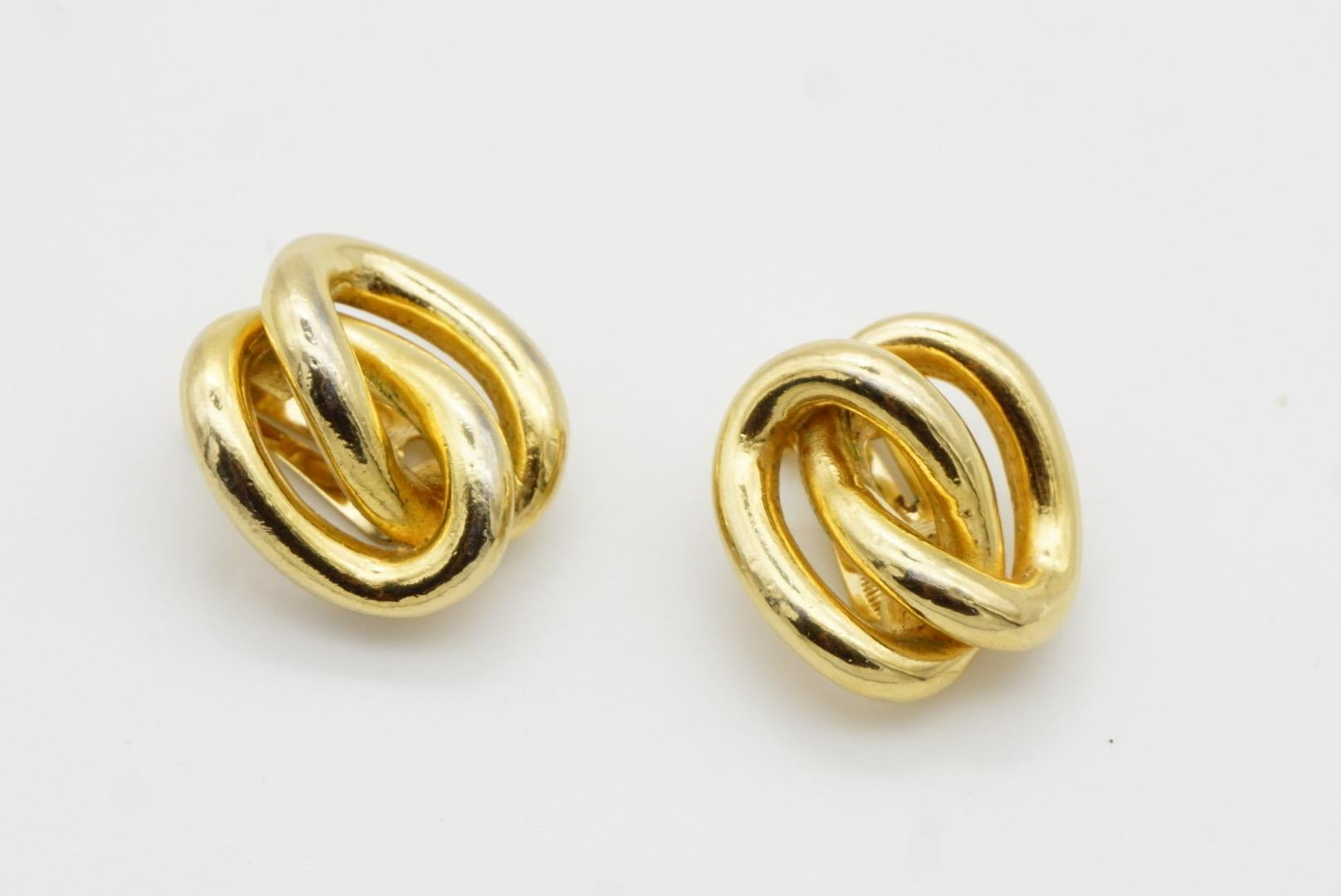 Christian Dior Vintage 1980s Double Oval Knot Rope Interlock Hoop Clip Earrings 6