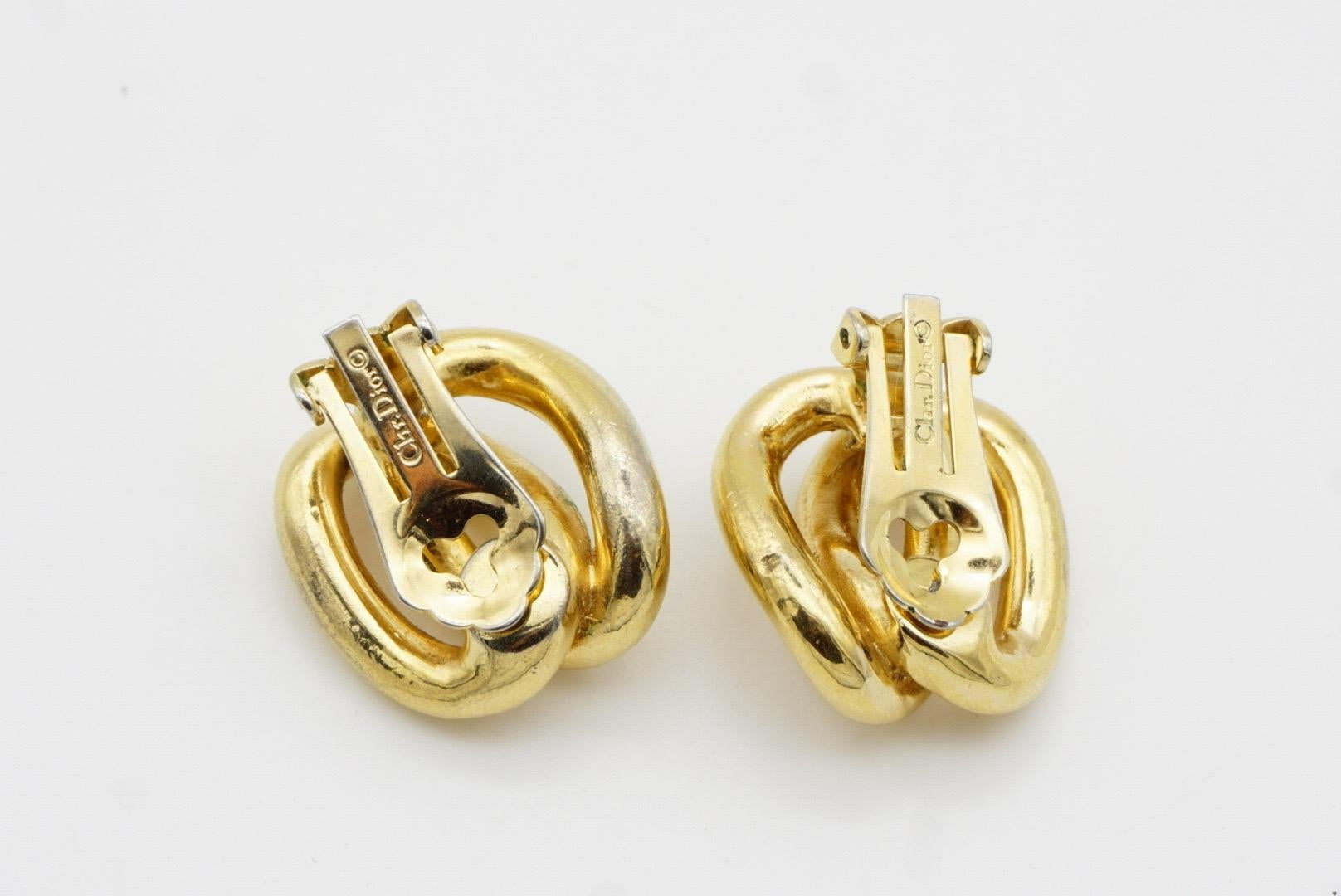 Christian Dior Vintage 1980s Double Oval Knot Rope Interlock Hoop Clip Earrings 7