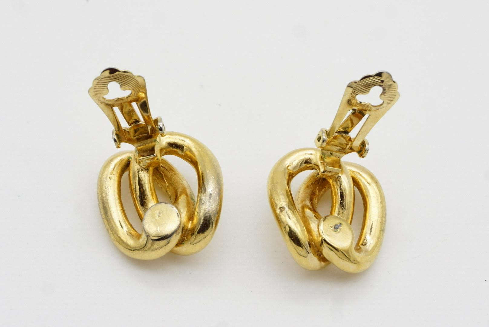 Christian Dior Vintage 1980s Double Oval Knot Rope Interlock Hoop Clip Earrings 8