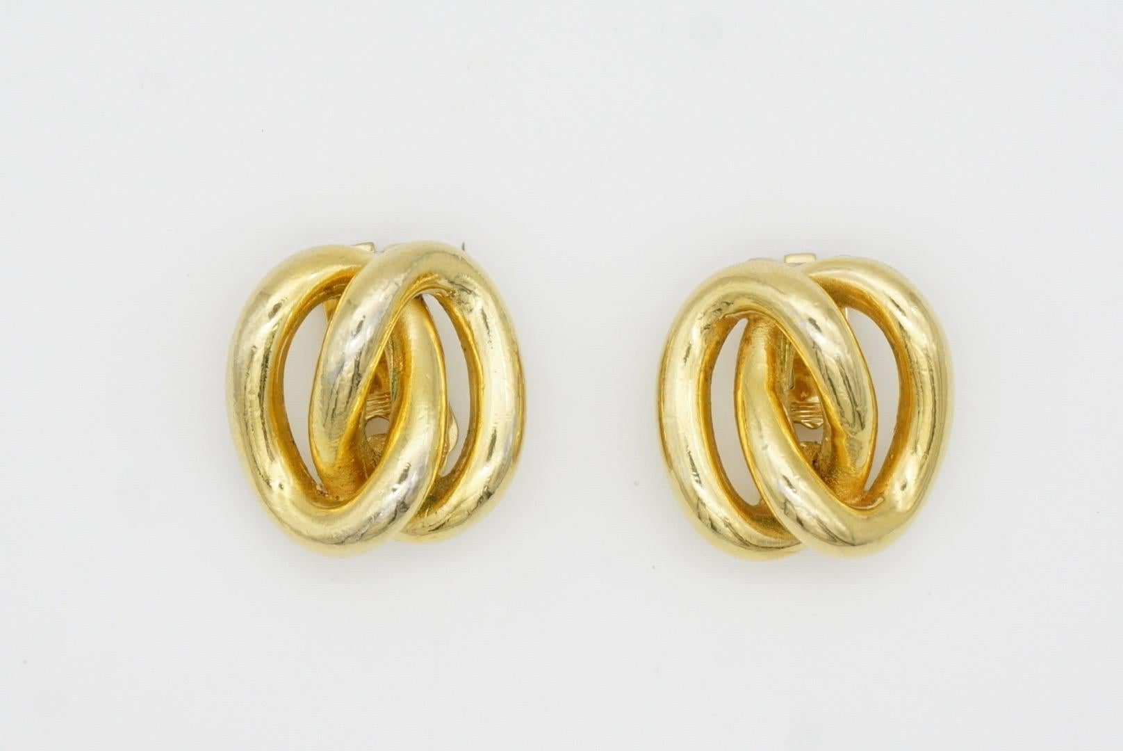 Christian Dior Vintage 1980s Double Oval Knot Rope Interlock Hoop Clip Earrings 3