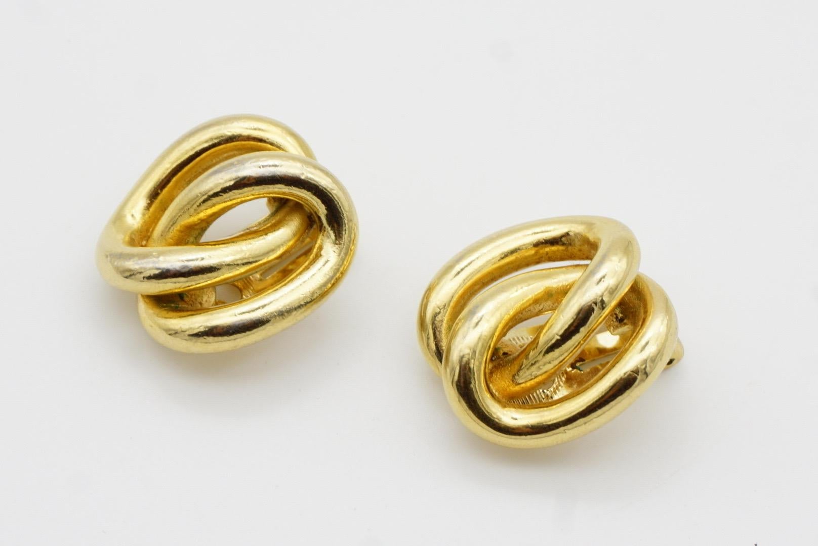 Christian Dior Vintage 1980s Double Oval Knot Rope Interlock Hoop Clip Earrings 4