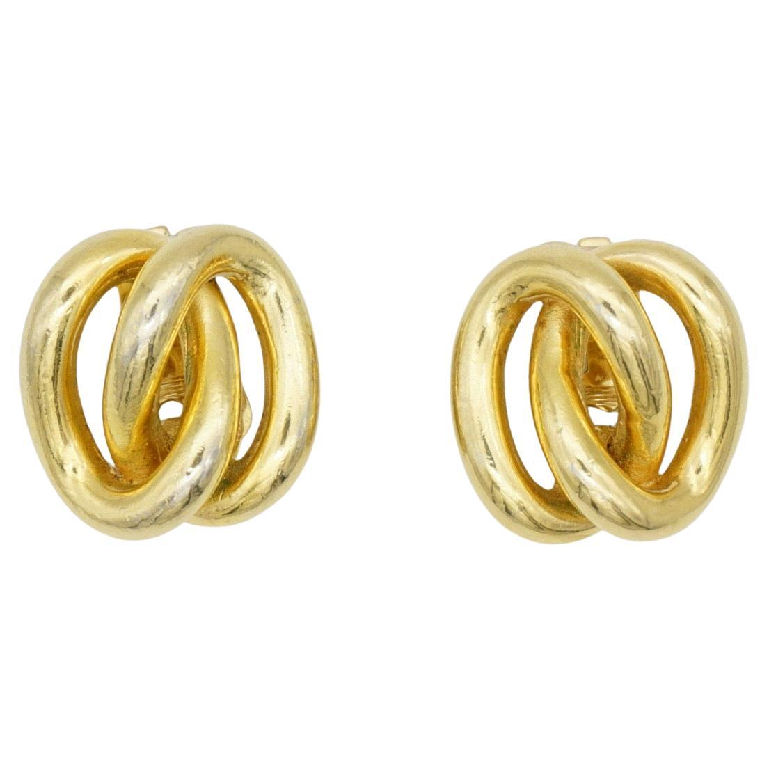 Christian Dior Vintage 1980 Boucles d
oreilles clips double nœud ovale corde interlock Hoop