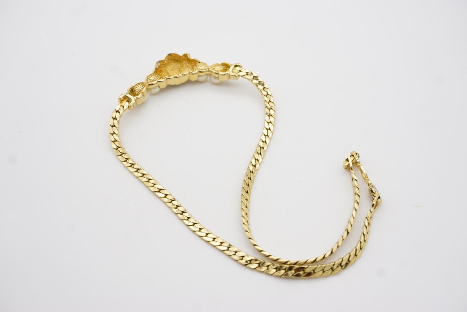 Christian Dior Vintage anni '80 Collana doppia con due perle bianche e cristalli a ventaglio lunare in vendita 10