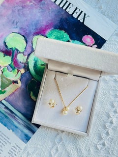 Christian Dior Vintage 1980s Double White Round Pearls Crystals Elegant 2 Set